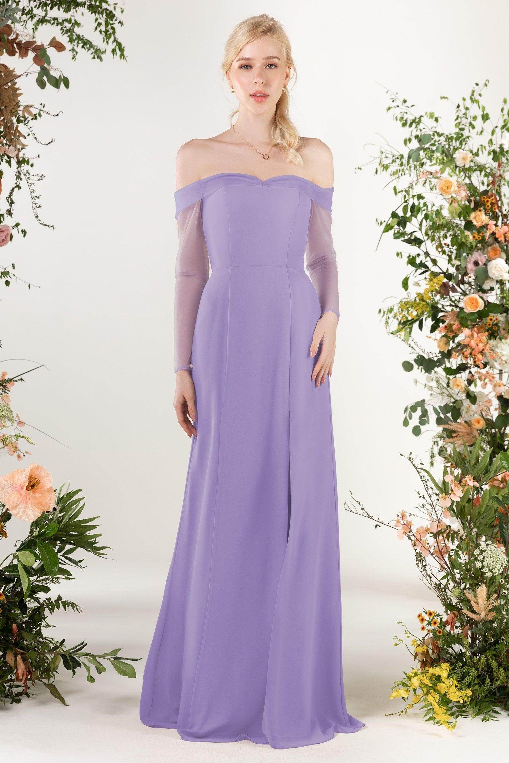 Trumpet Sweep-Brush Train Chiffon Bridesmaid Dress CB0480
