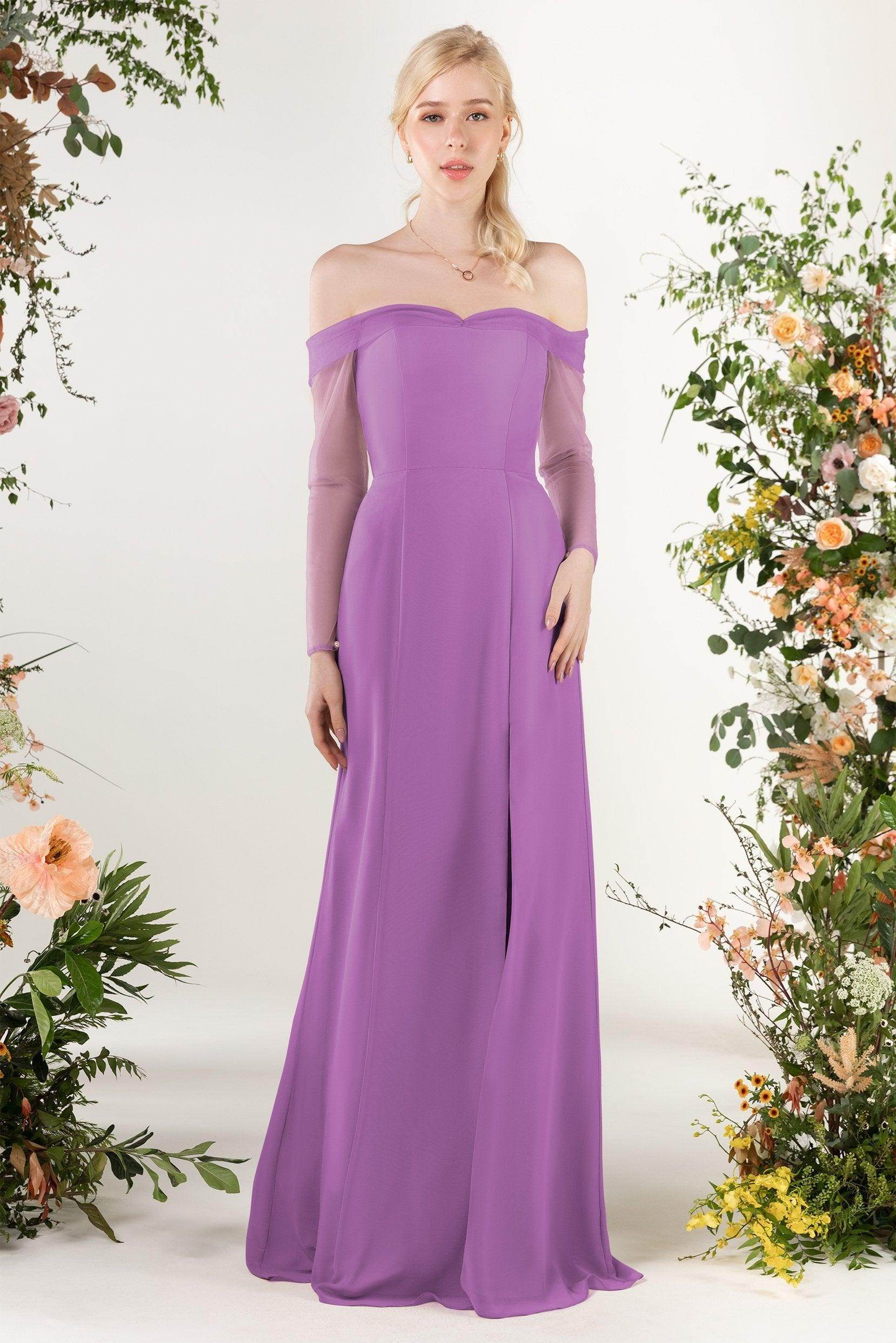 Trumpet Sweep-Brush Train Chiffon Bridesmaid Dress CB0480