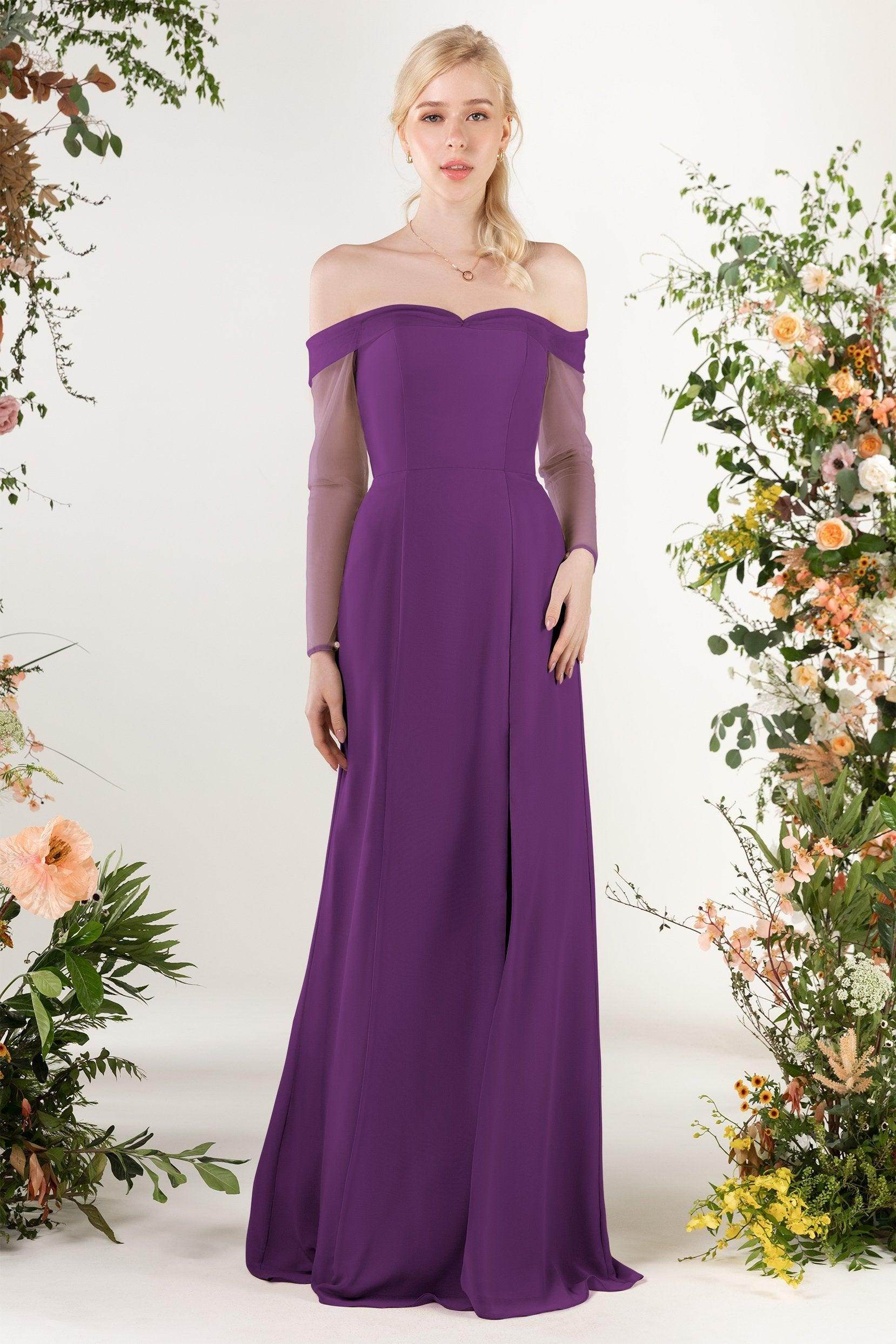 Trumpet Sweep-Brush Train Chiffon Bridesmaid Dress CB0480