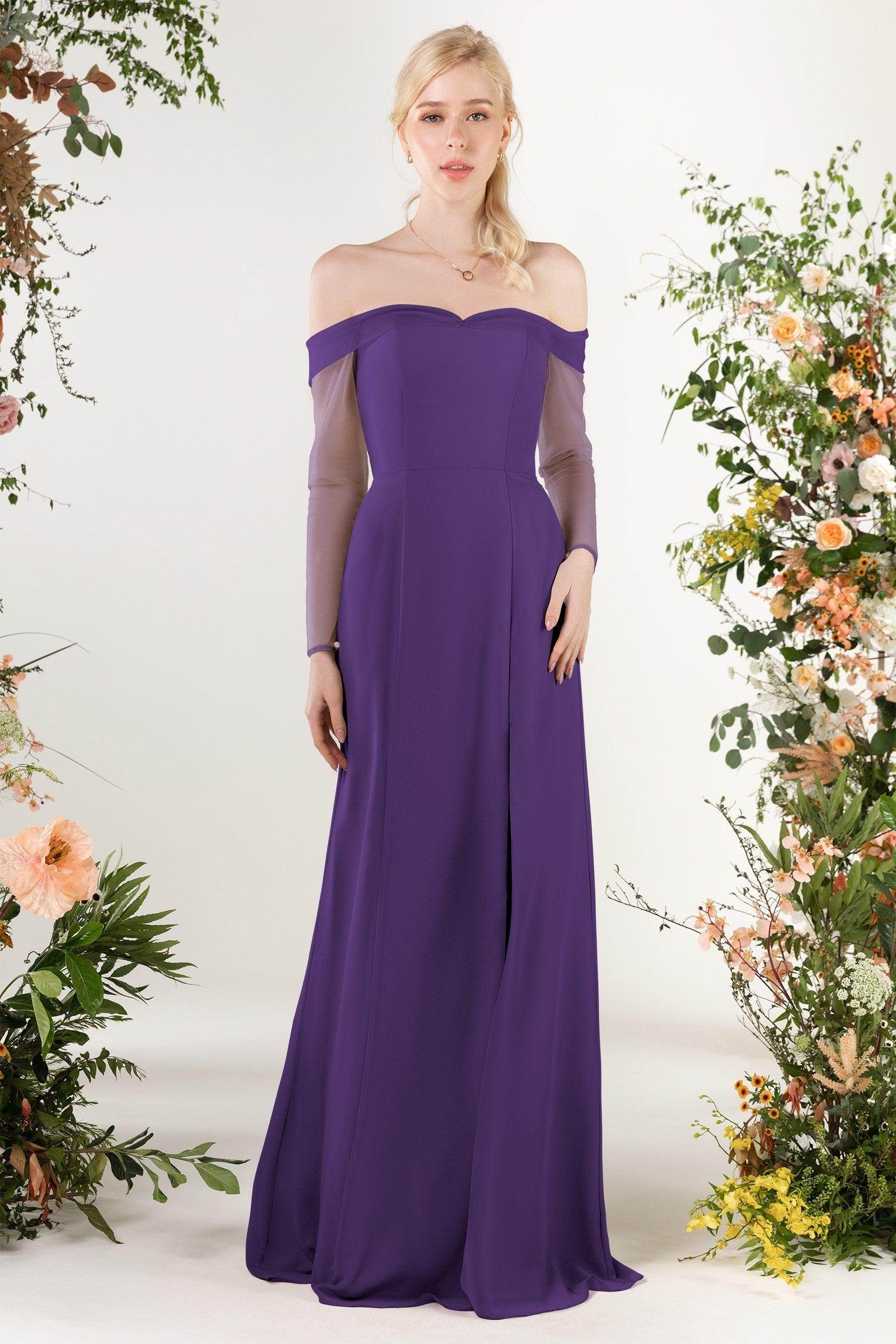 Trumpet Sweep-Brush Train Chiffon Bridesmaid Dress CB0480