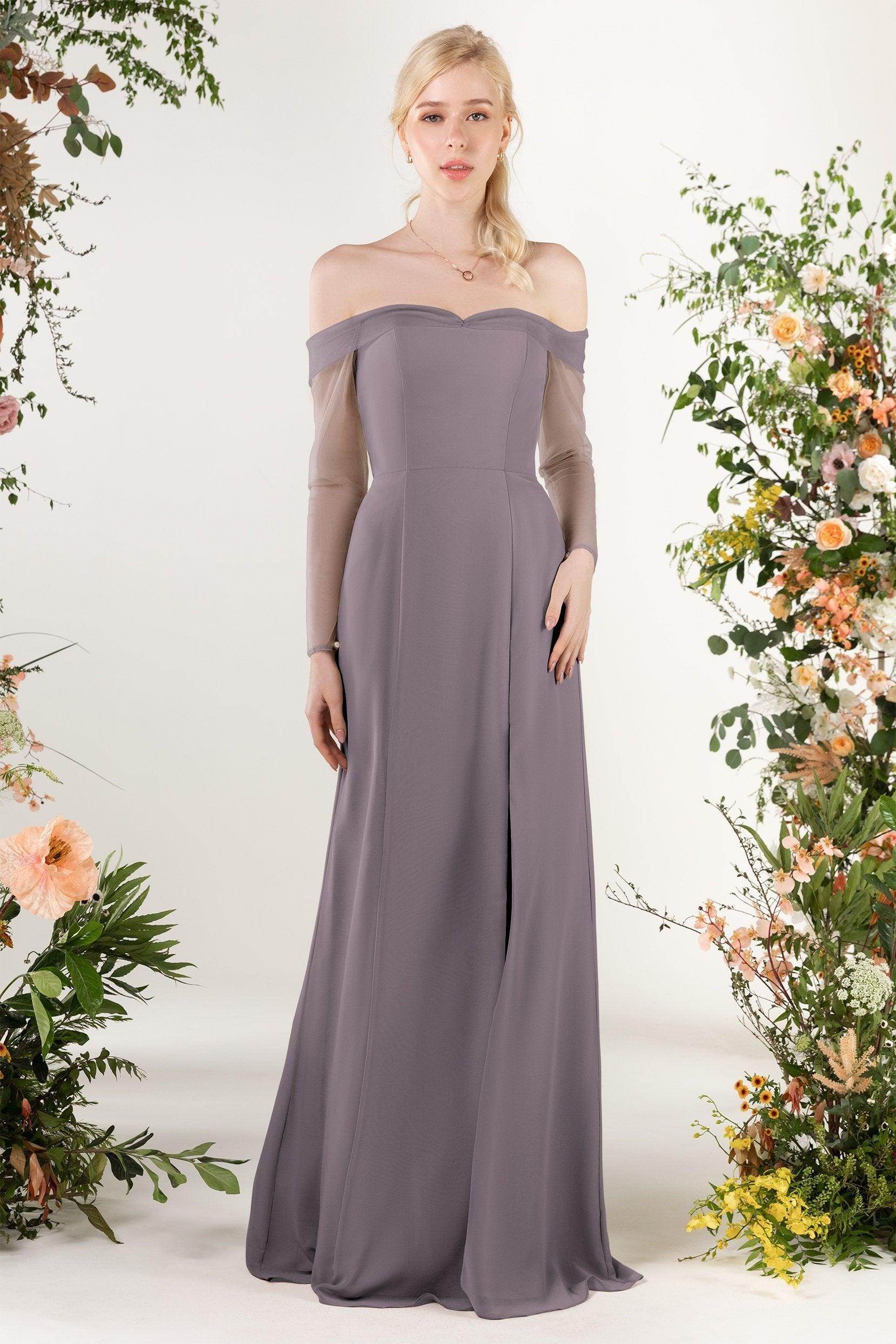 Trumpet Sweep-Brush Train Chiffon Bridesmaid Dress CB0480