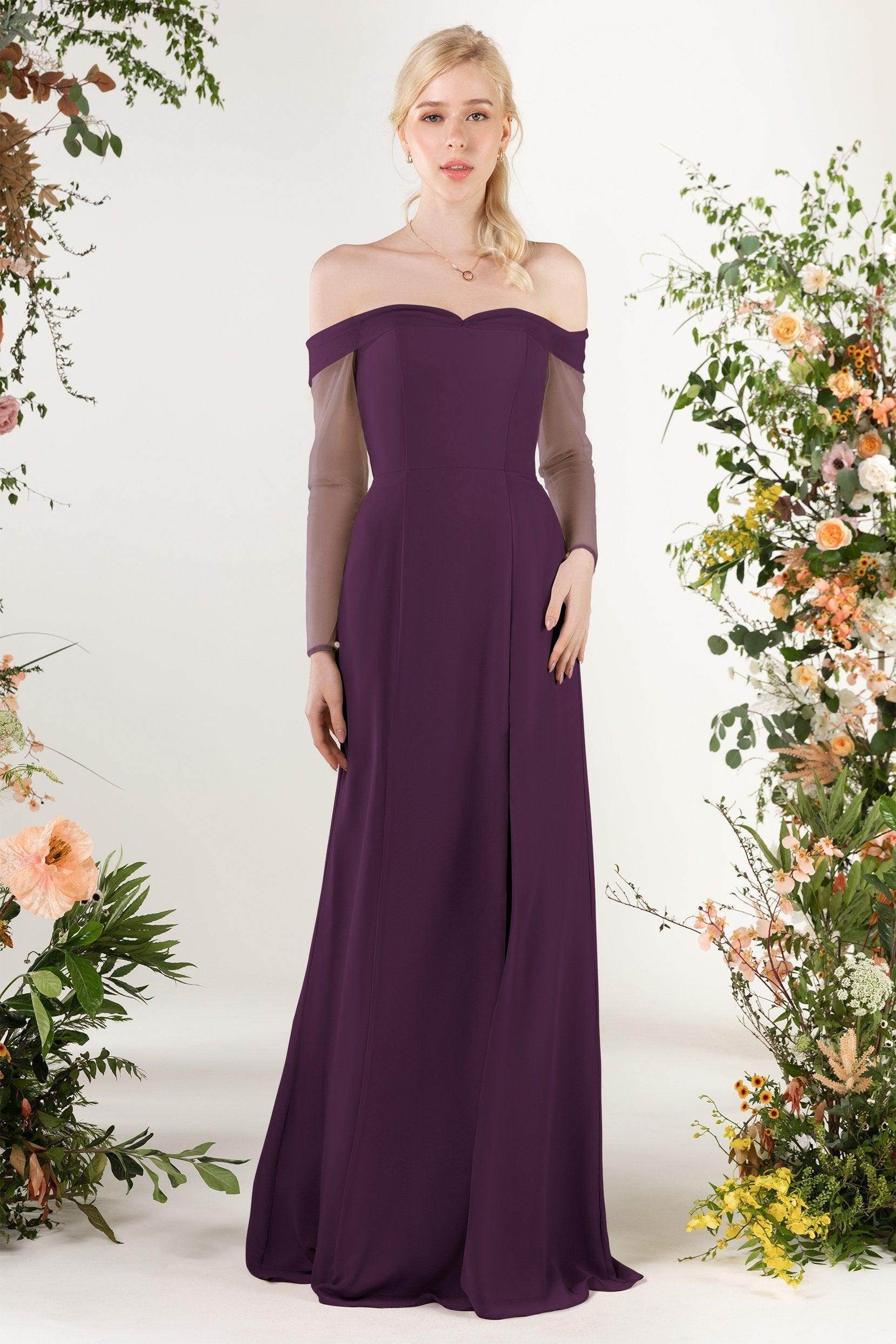 Trumpet Sweep-Brush Train Chiffon Bridesmaid Dress CB0480