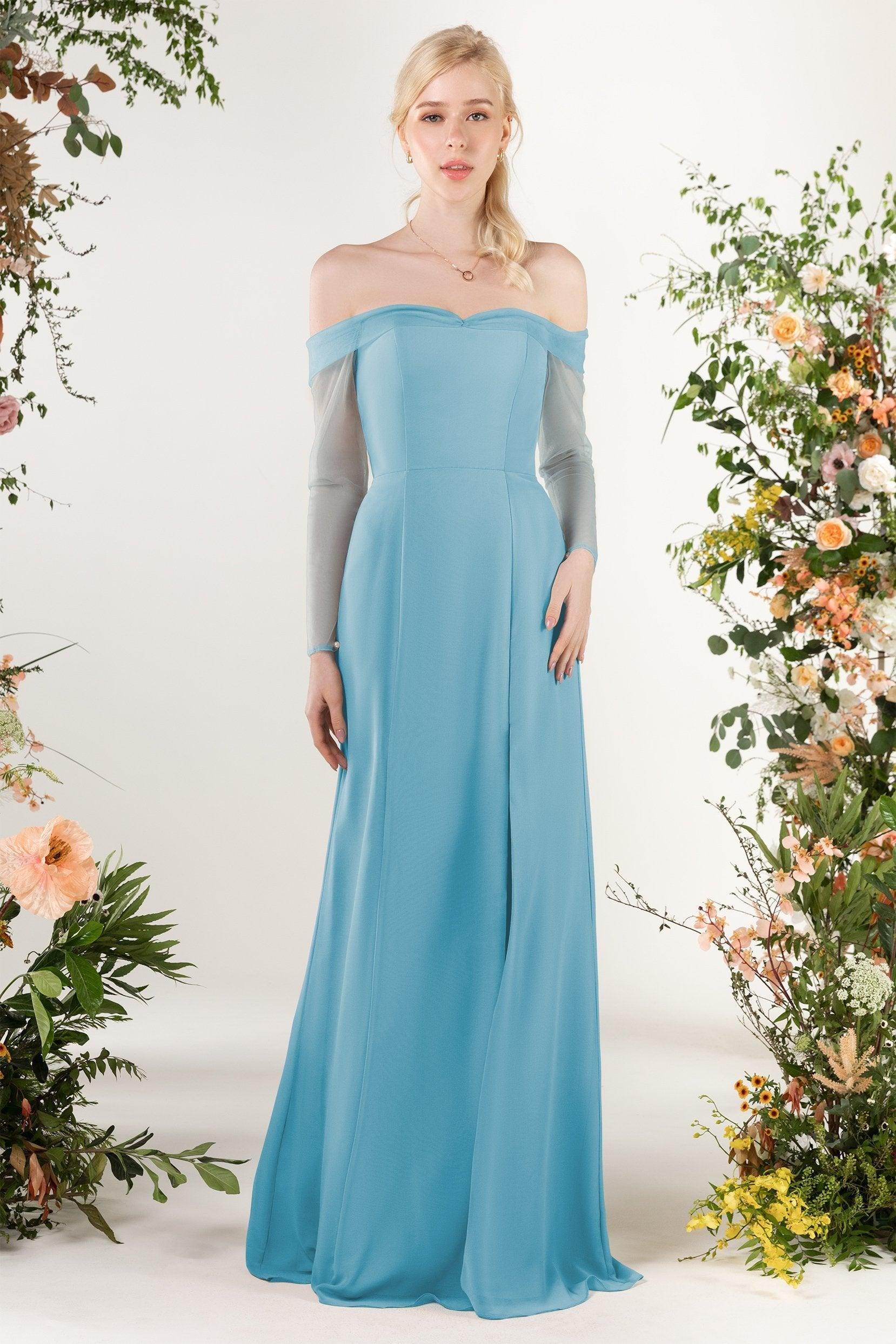 Trumpet Sweep-Brush Train Chiffon Bridesmaid Dress CB0480