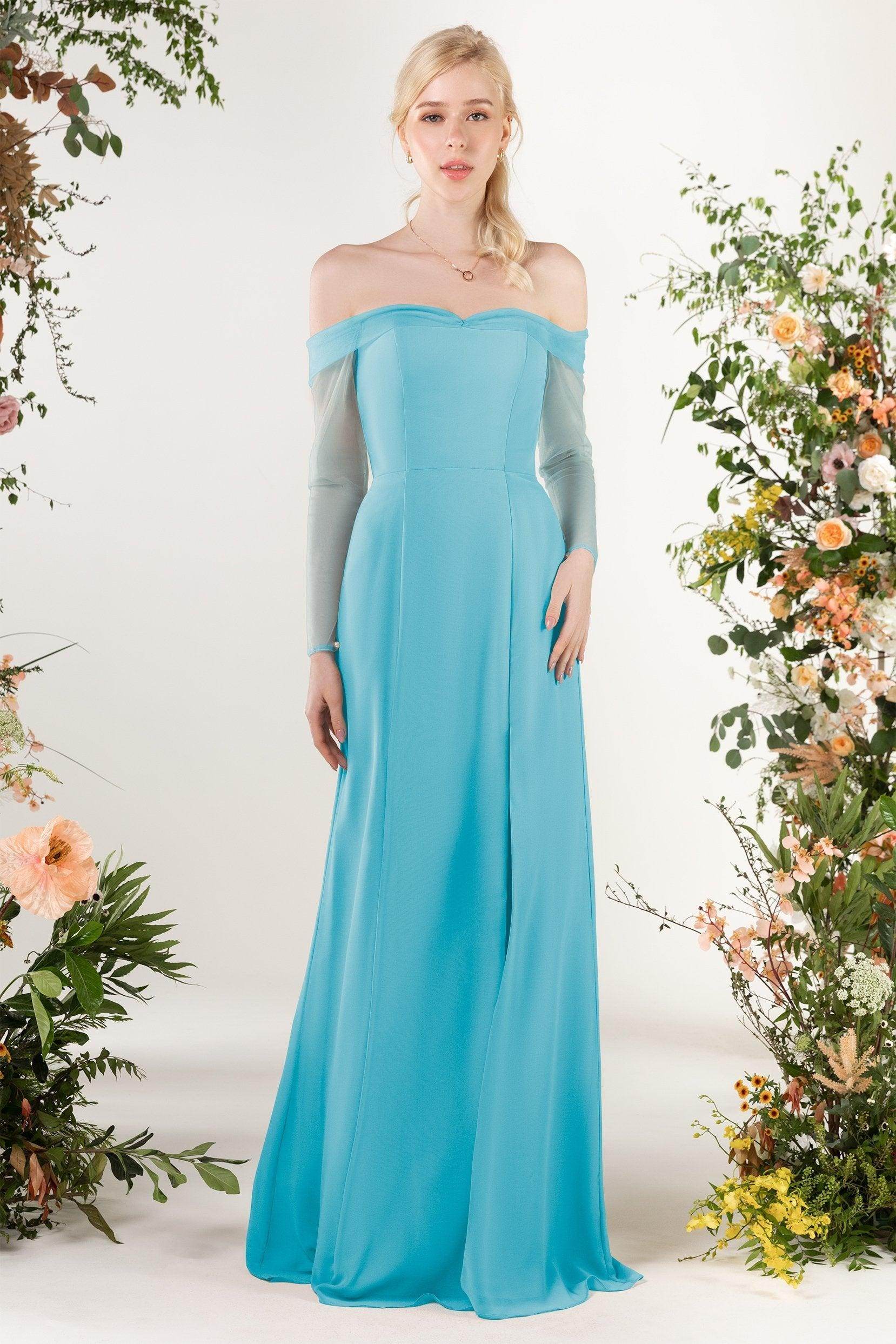Trumpet Sweep-Brush Train Chiffon Bridesmaid Dress CB0480