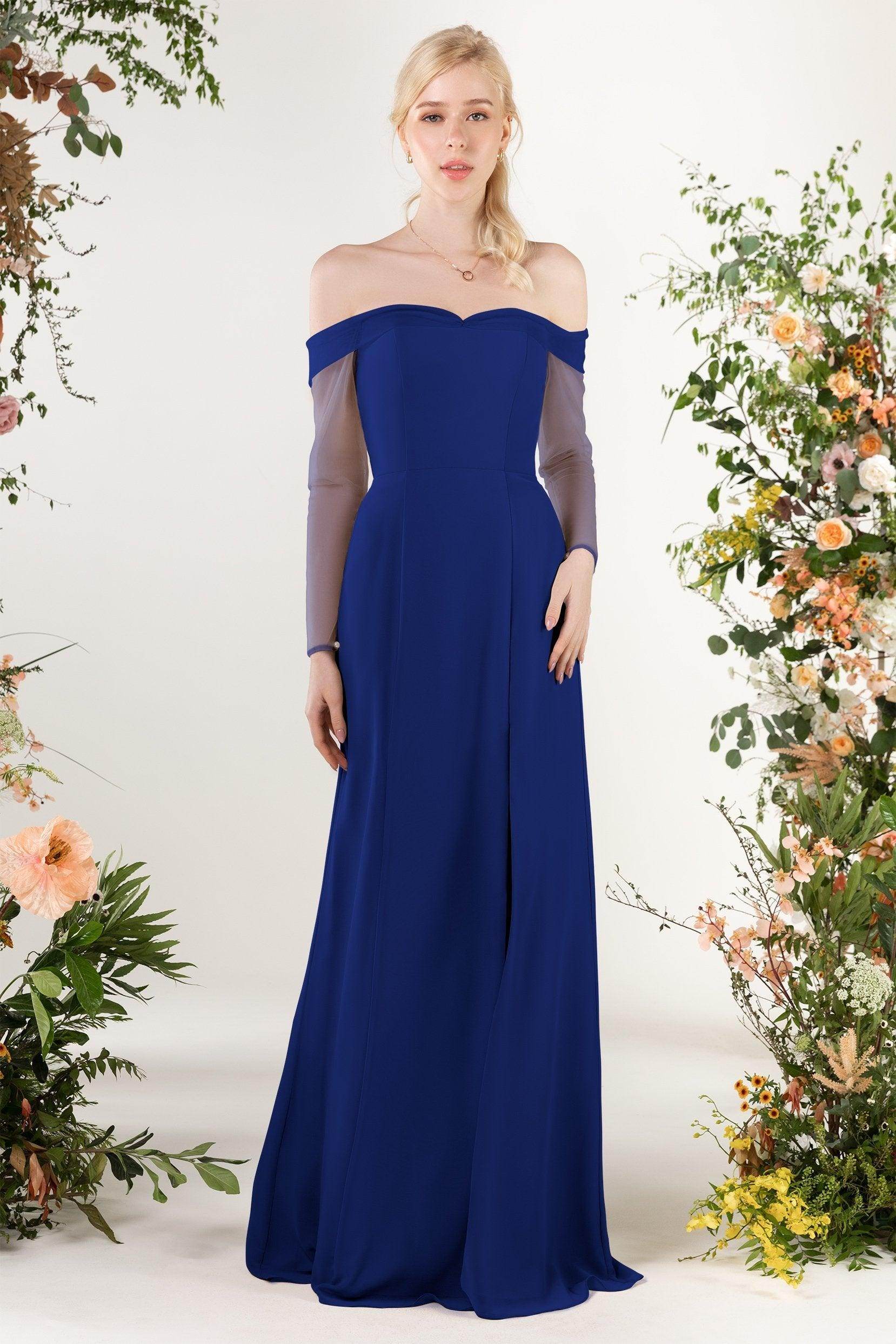 Trumpet Sweep-Brush Train Chiffon Bridesmaid Dress CB0480