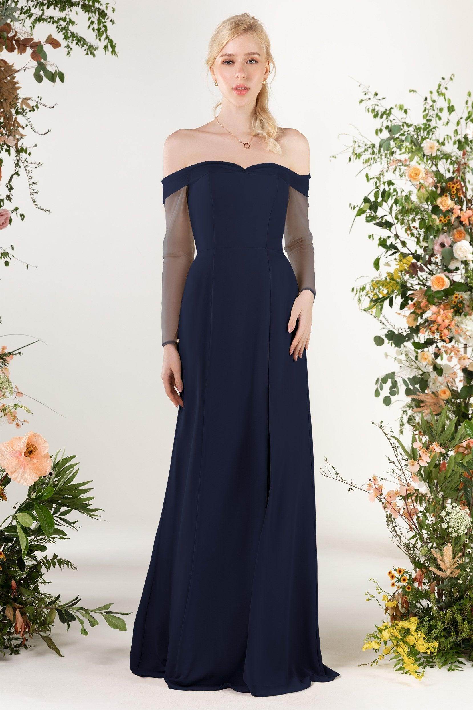 Trumpet Sweep-Brush Train Chiffon Bridesmaid Dress CB0480