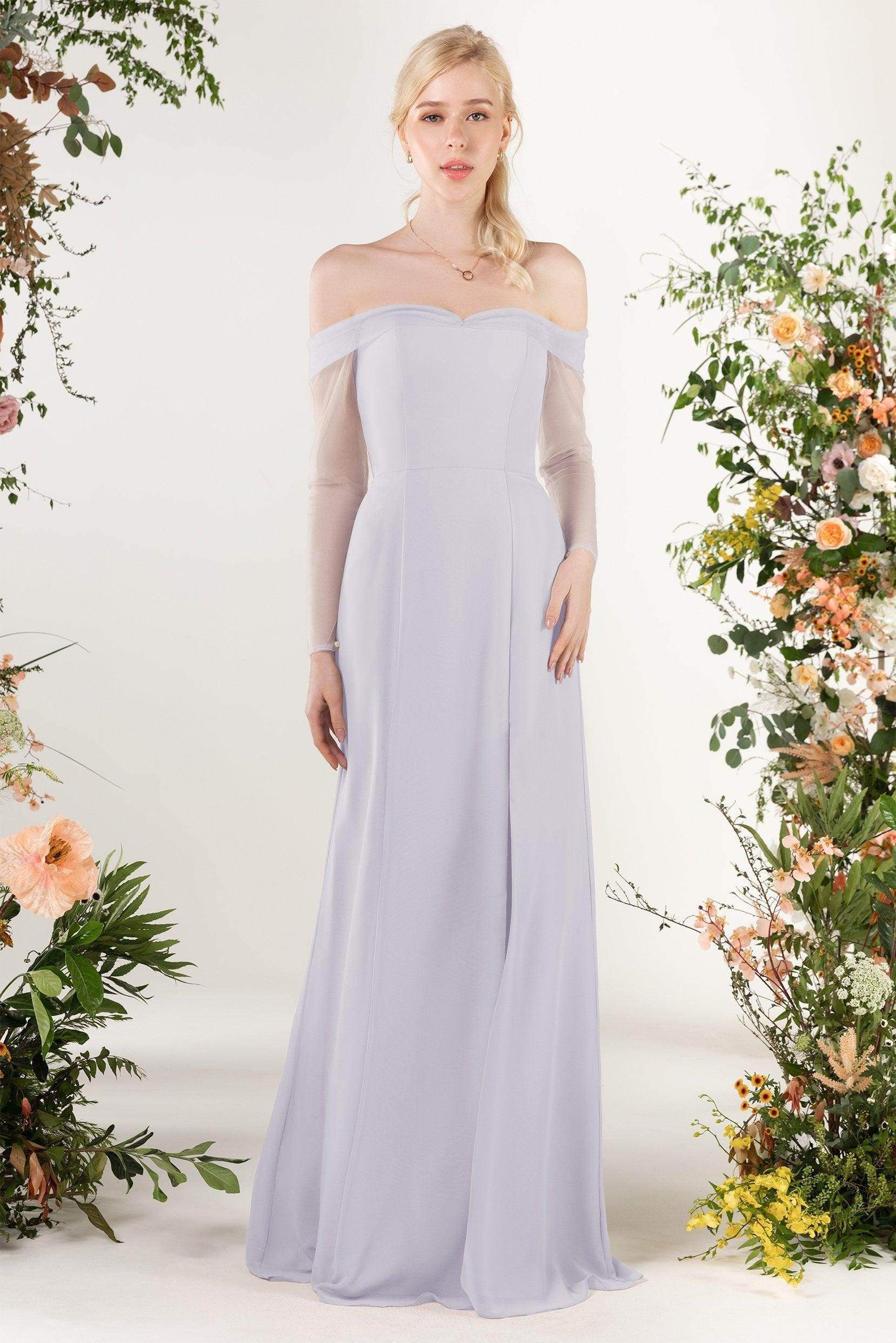 Trumpet Sweep-Brush Train Chiffon Bridesmaid Dress CB0480