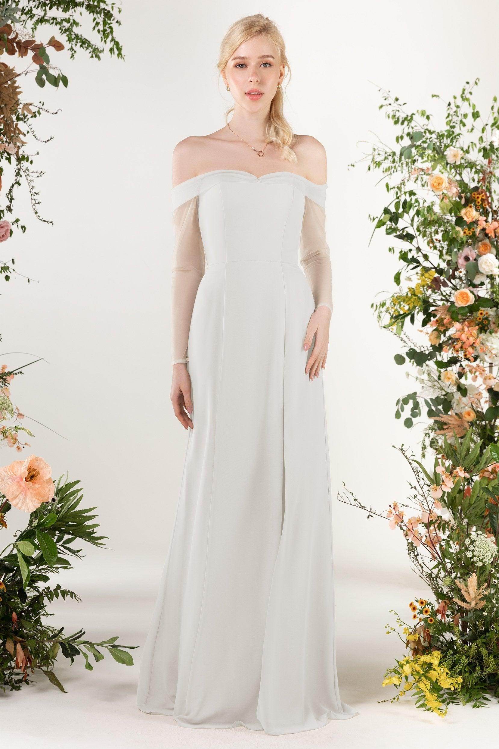 Trumpet Sweep-Brush Train Chiffon Bridesmaid Dress CB0480