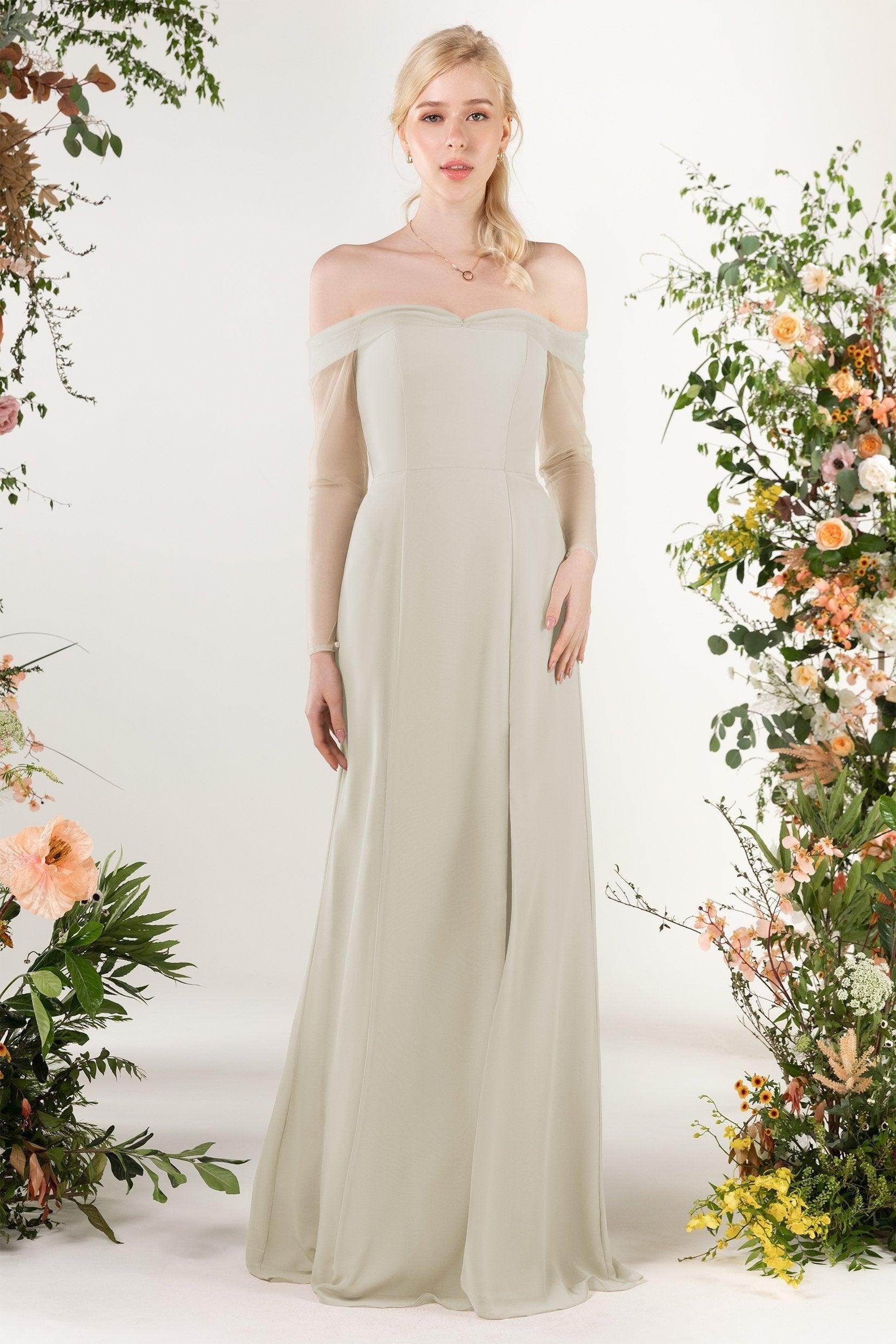 Trumpet Sweep-Brush Train Chiffon Bridesmaid Dress CB0480