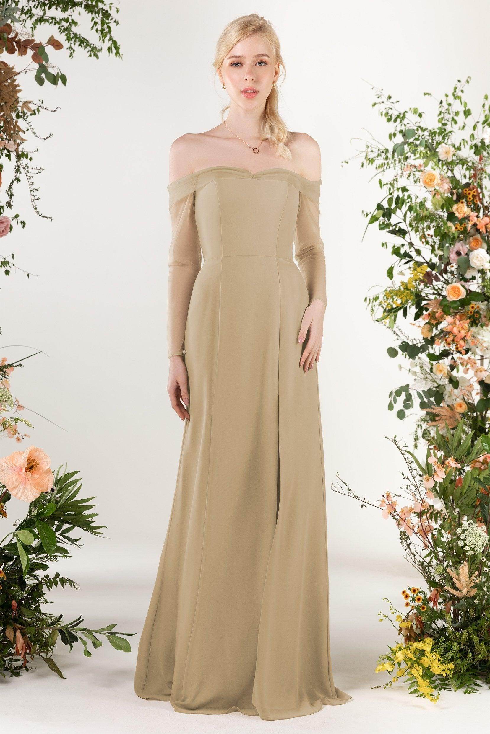 Trumpet Sweep-Brush Train Chiffon Bridesmaid Dress CB0480