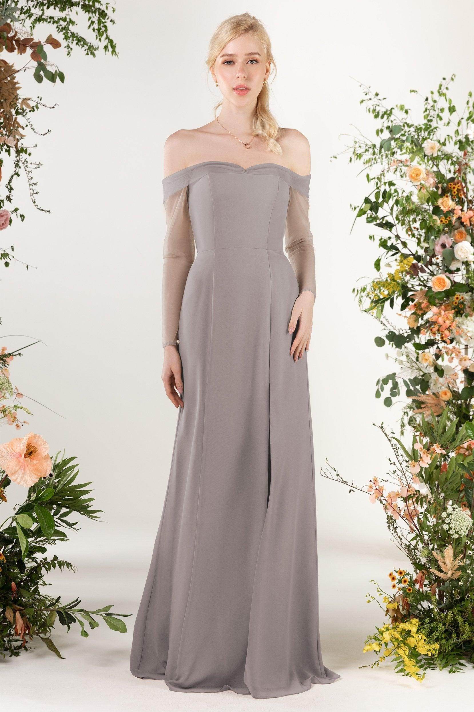 Trumpet Sweep-Brush Train Chiffon Bridesmaid Dress CB0480