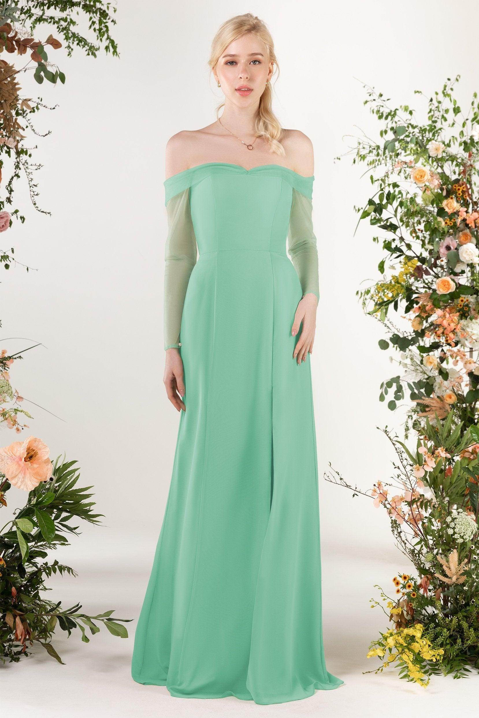 Trumpet Sweep-Brush Train Chiffon Bridesmaid Dress CB0480