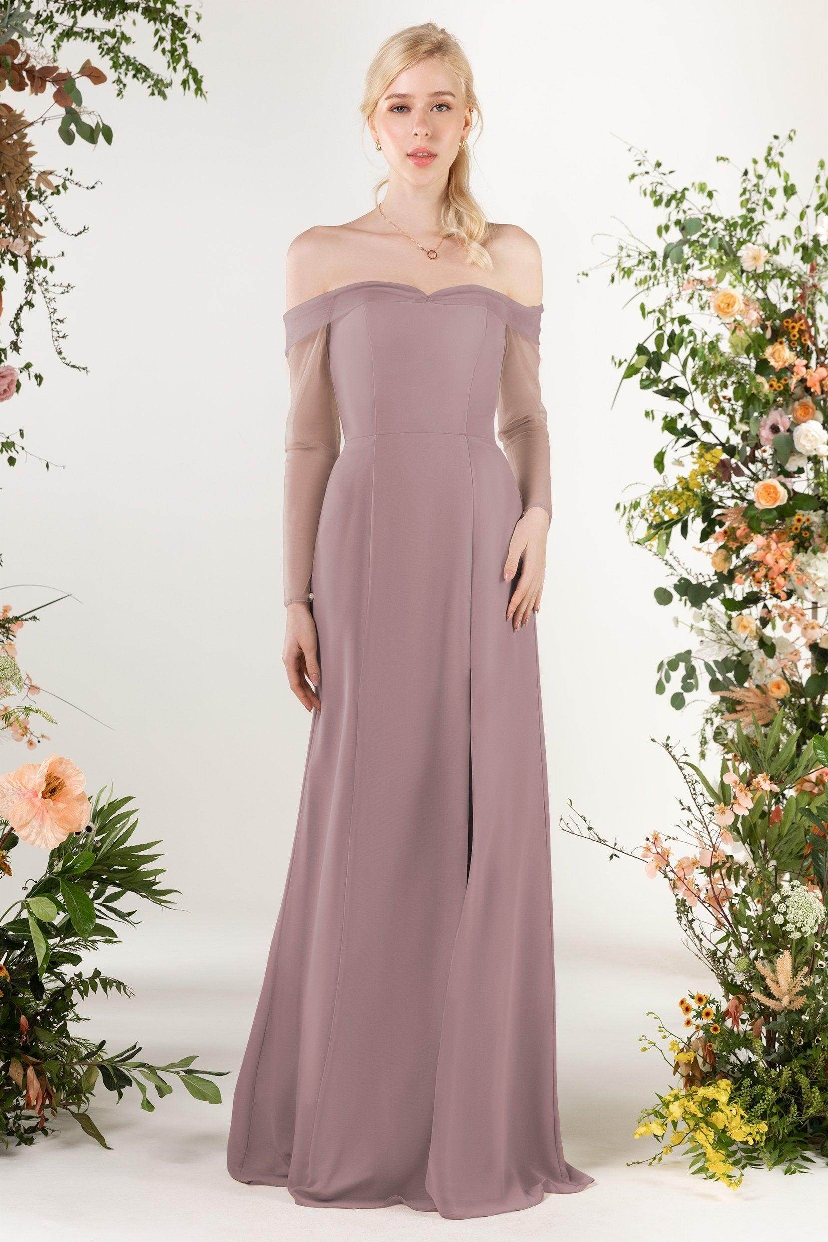 Trumpet Sweep-Brush Train Chiffon Bridesmaid Dress CB0480
