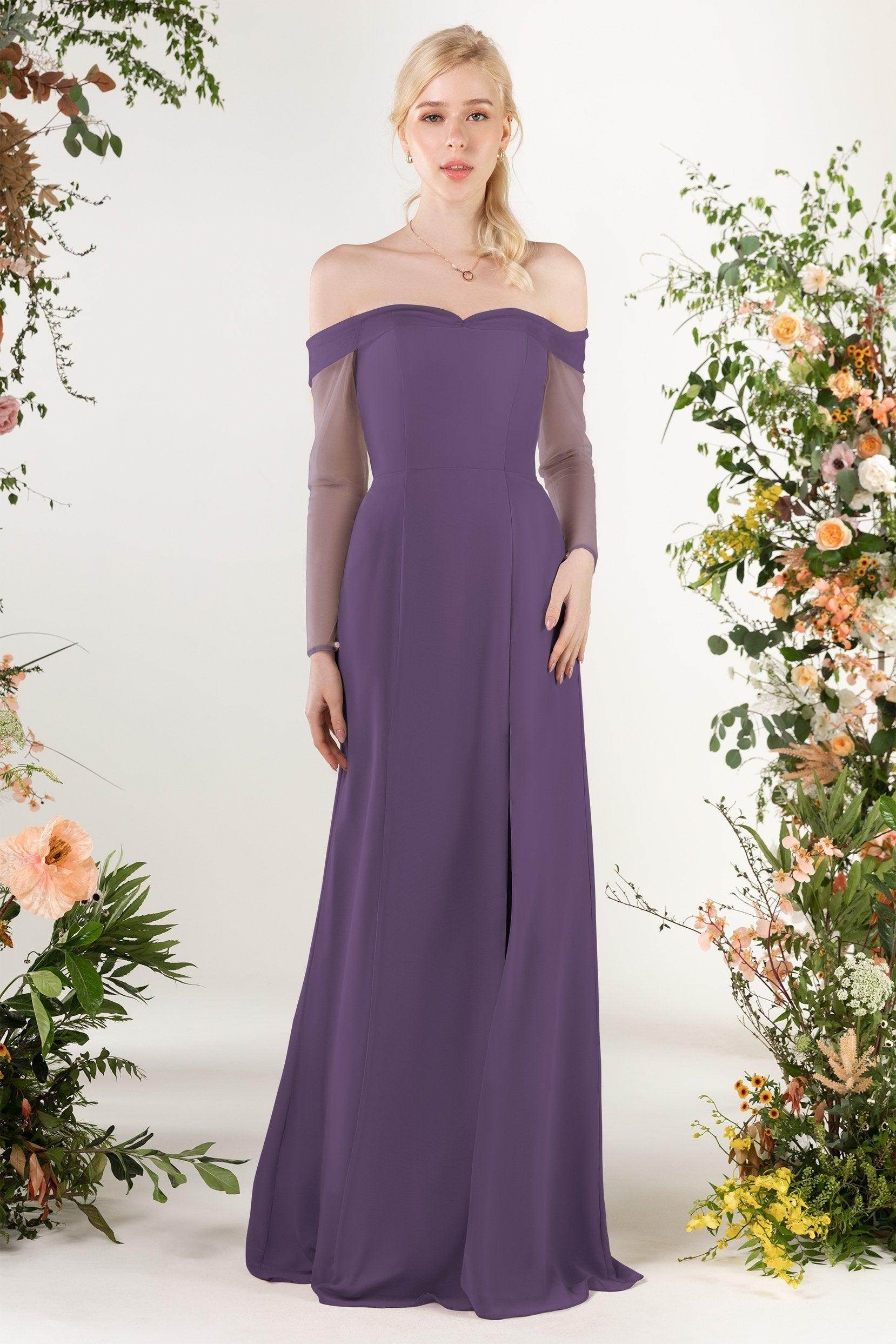 Trumpet Sweep-Brush Train Chiffon Bridesmaid Dress CB0480