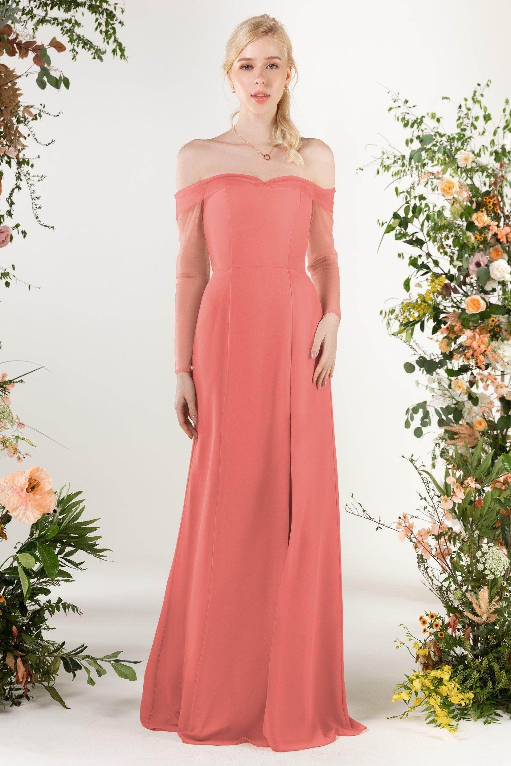 Trumpet Sweep-Brush Train Chiffon Bridesmaid Dress CB0480