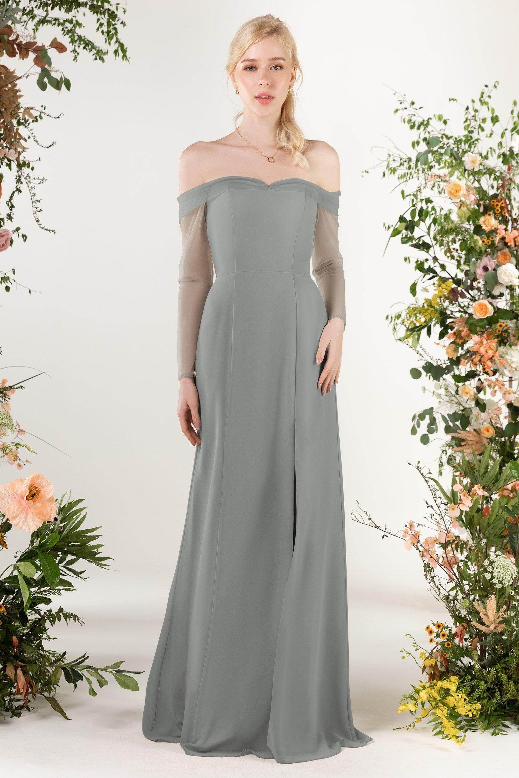 Trumpet Sweep-Brush Train Chiffon Bridesmaid Dress CB0480