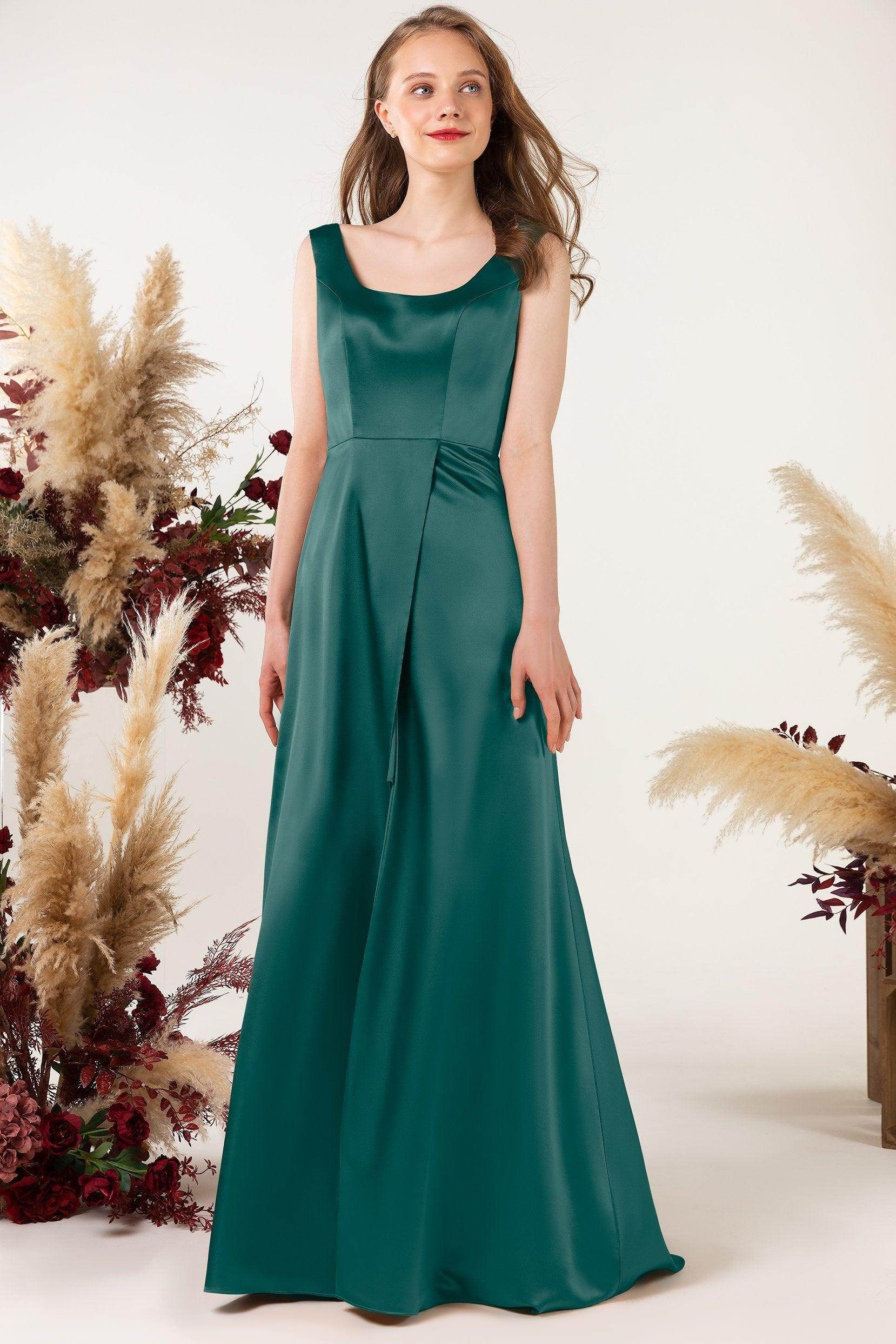 Sheath Sweep Luxe Satin Bridesmaid Dress Formal Dresses CB0496