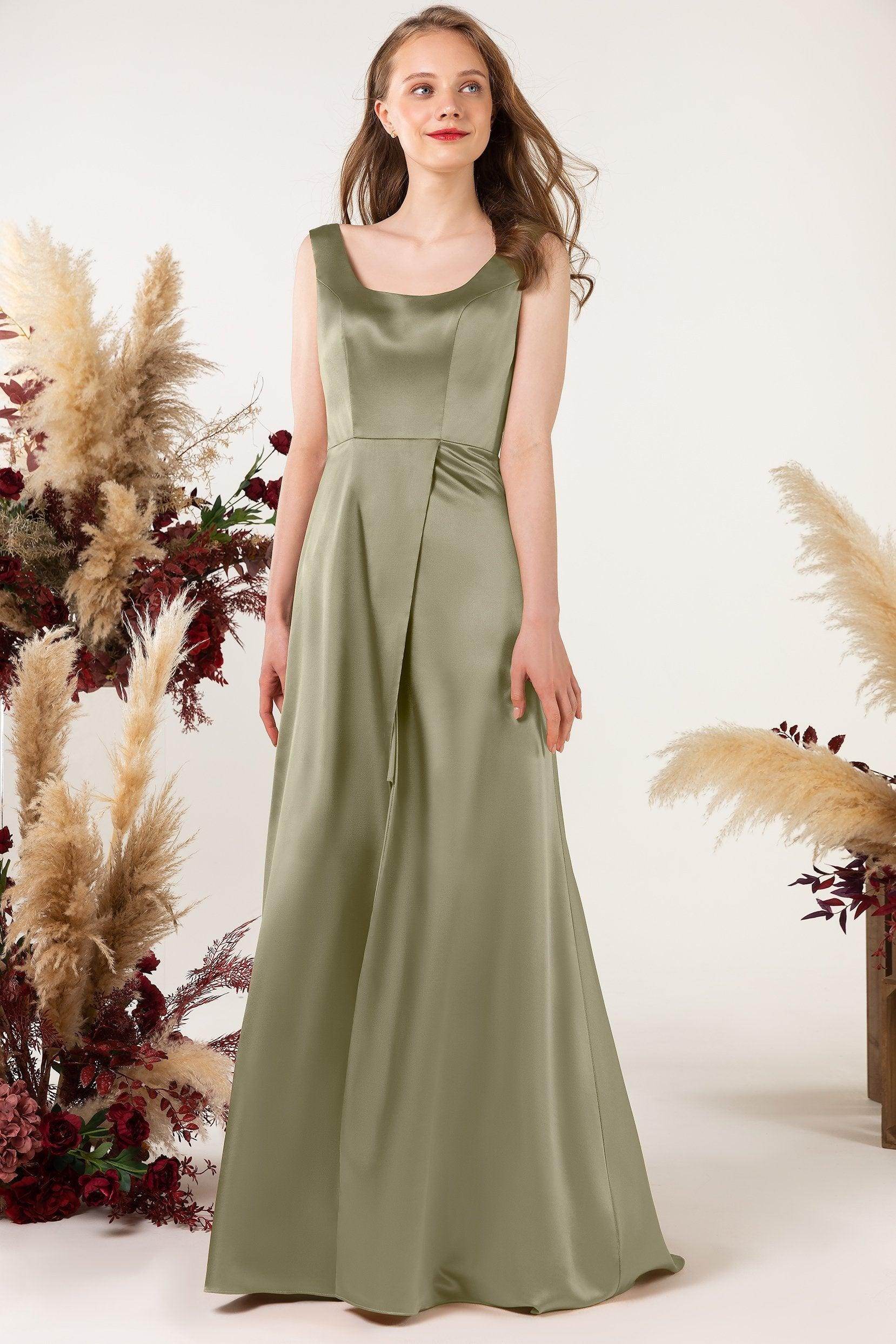 Sheath Sweep Luxe Satin Bridesmaid Dress Formal Dresses CB0496
