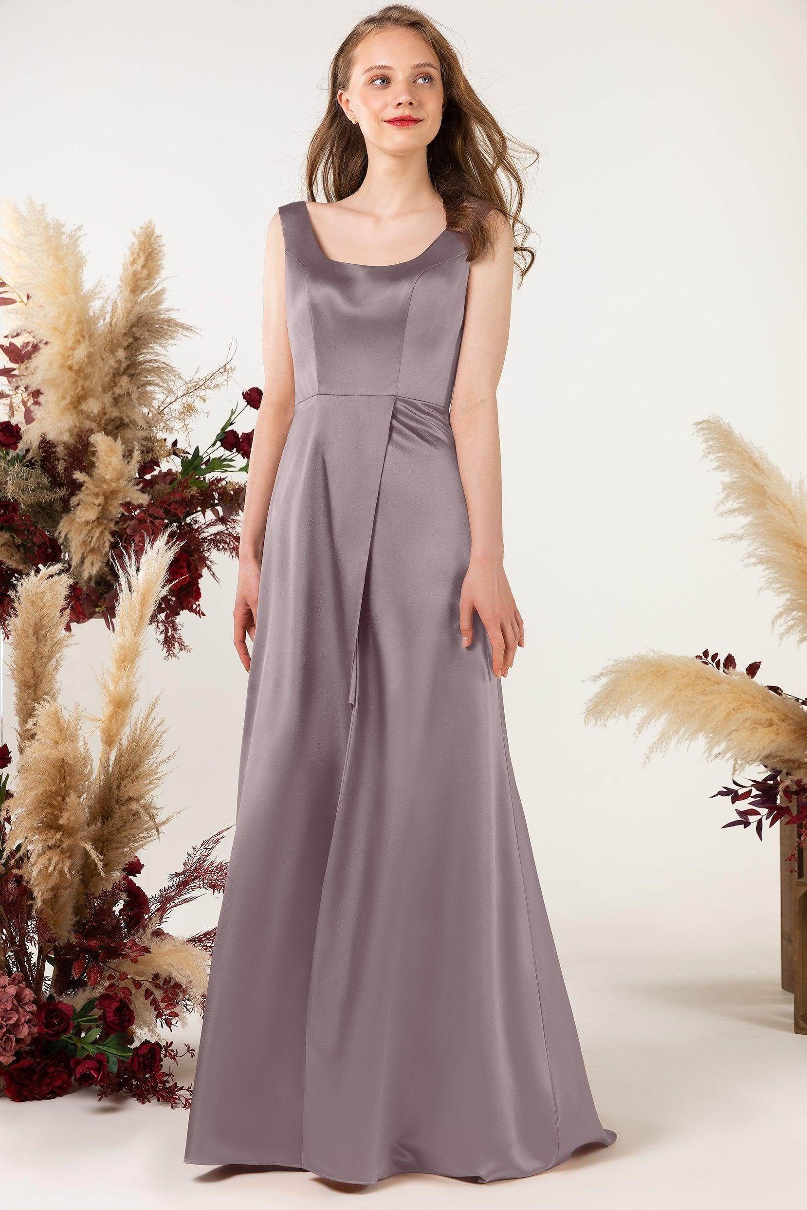 Sheath Sweep Luxe Satin Bridesmaid Dress Formal Dresses CB0496