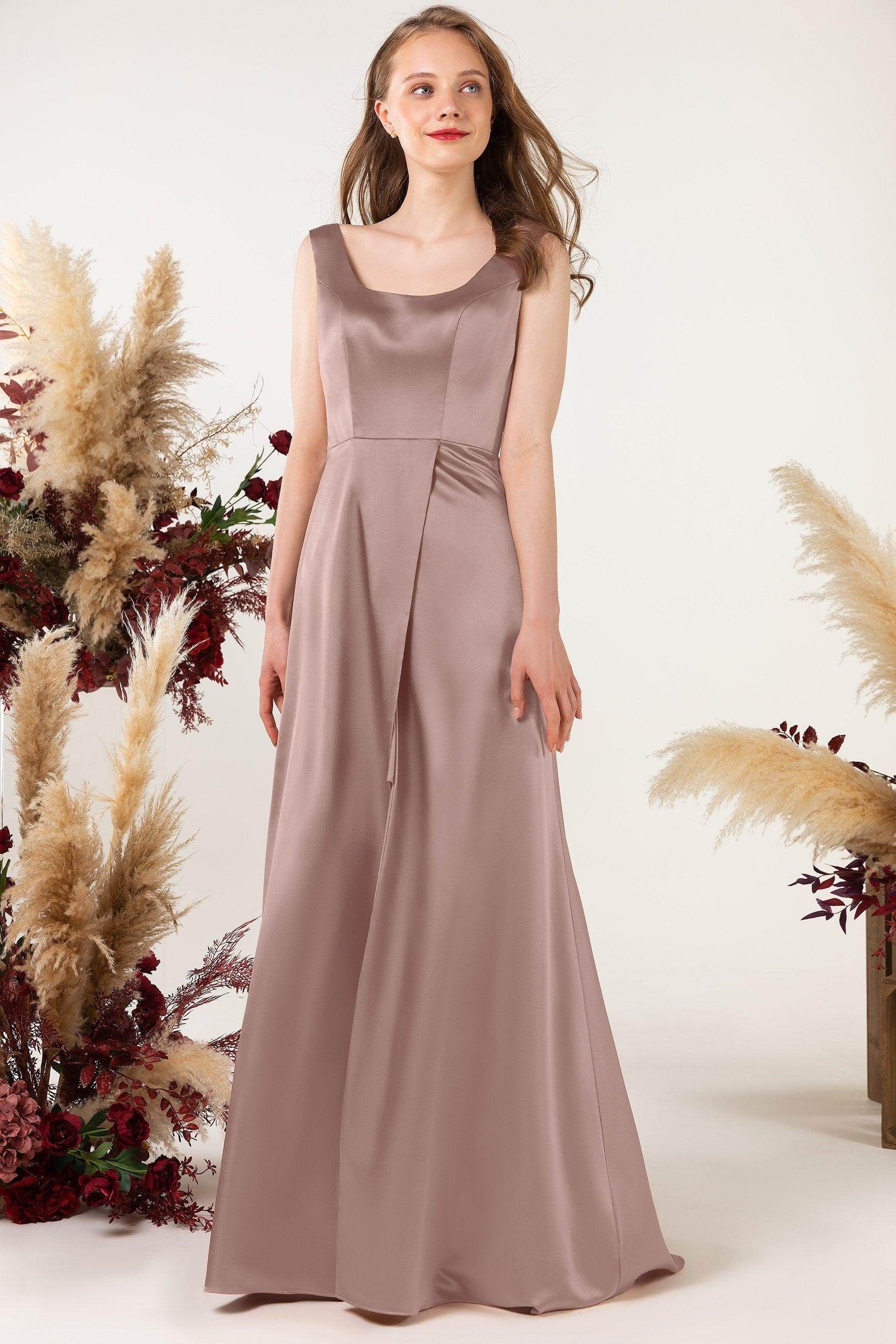 Sheath Sweep Luxe Satin Bridesmaid Dress Formal Dresses CB0496