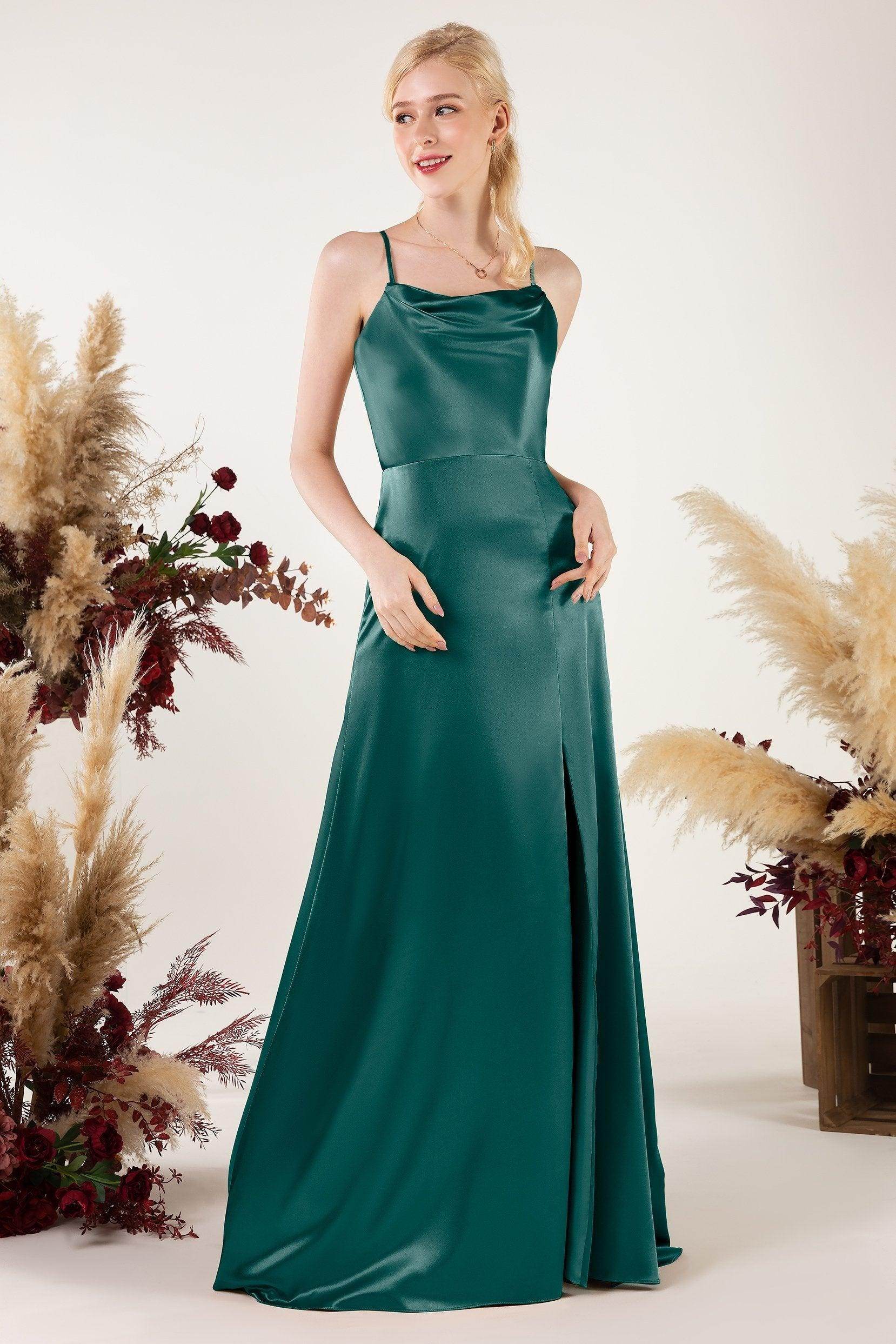Sheath Sweep Luxe Satin Bridesmaid Dress Formal Dresses CB0498