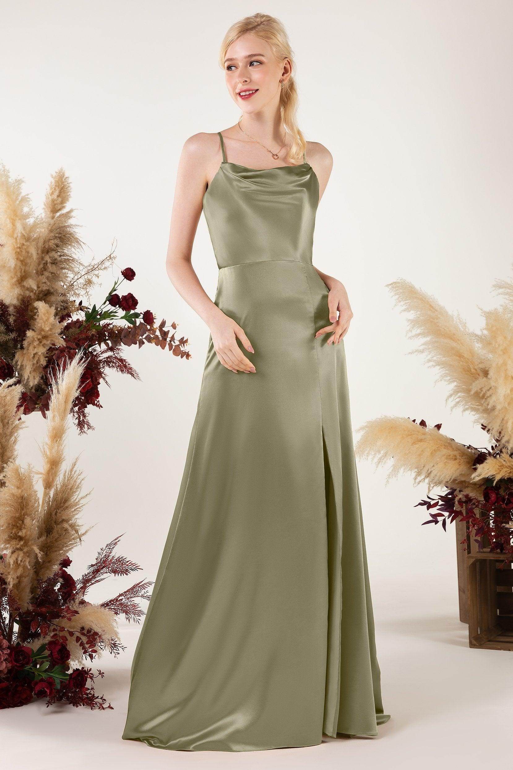 Sheath Sweep Luxe Satin Bridesmaid Dress Formal Dresses CB0498