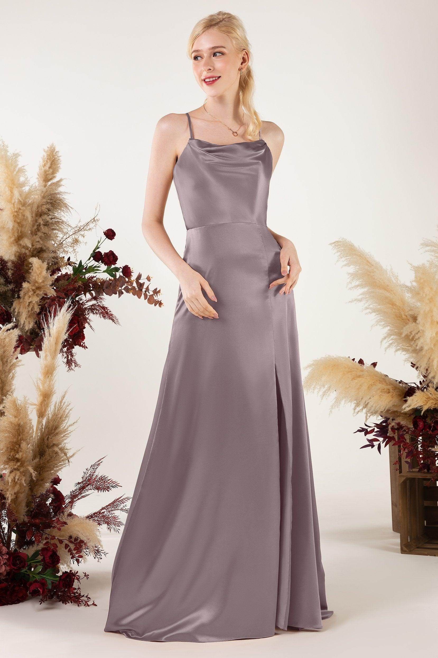 Sheath Sweep Luxe Satin Bridesmaid Dress Formal Dresses CB0498