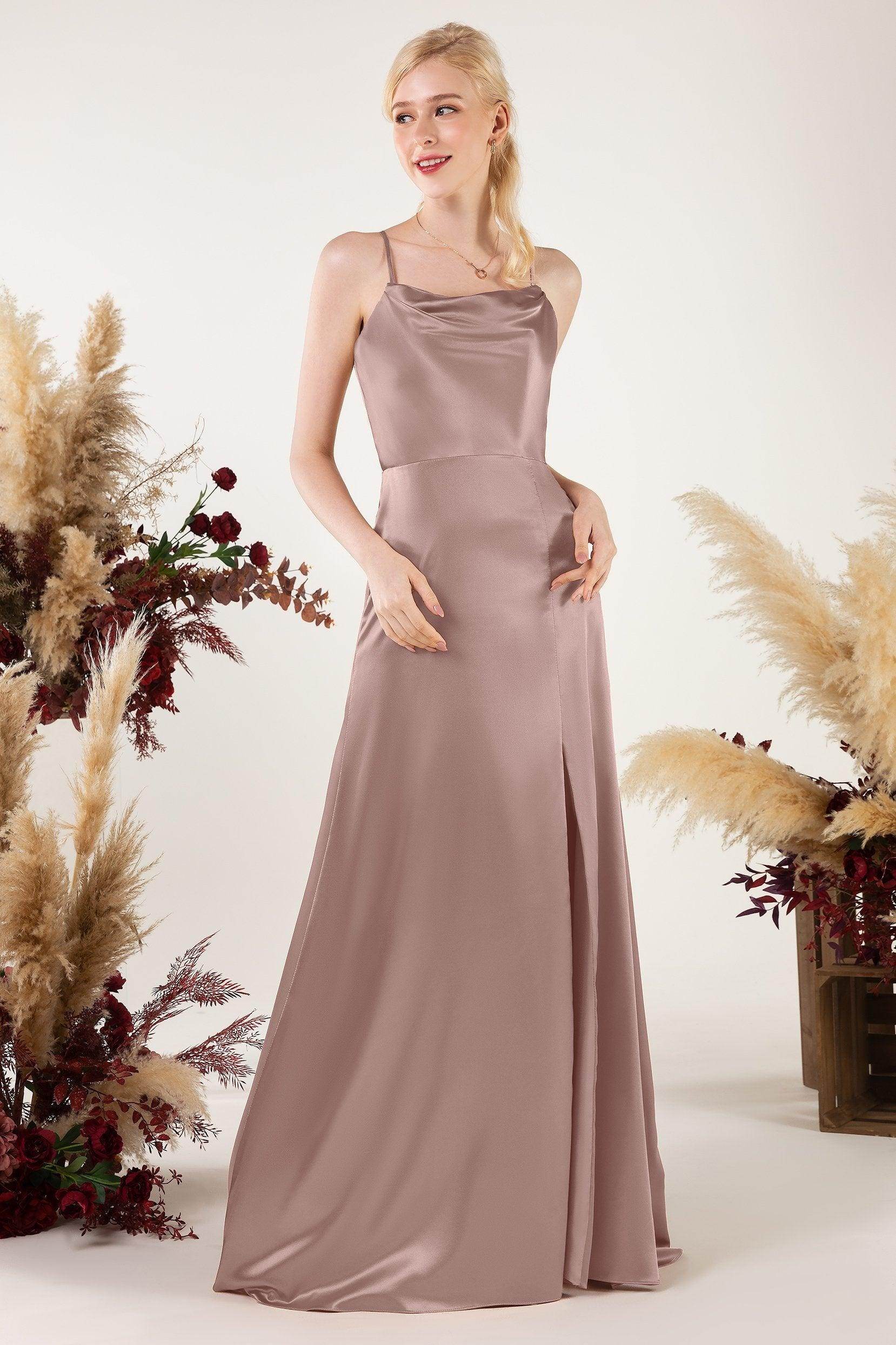 Sheath Sweep Luxe Satin Bridesmaid Dress Formal Dresses CB0498