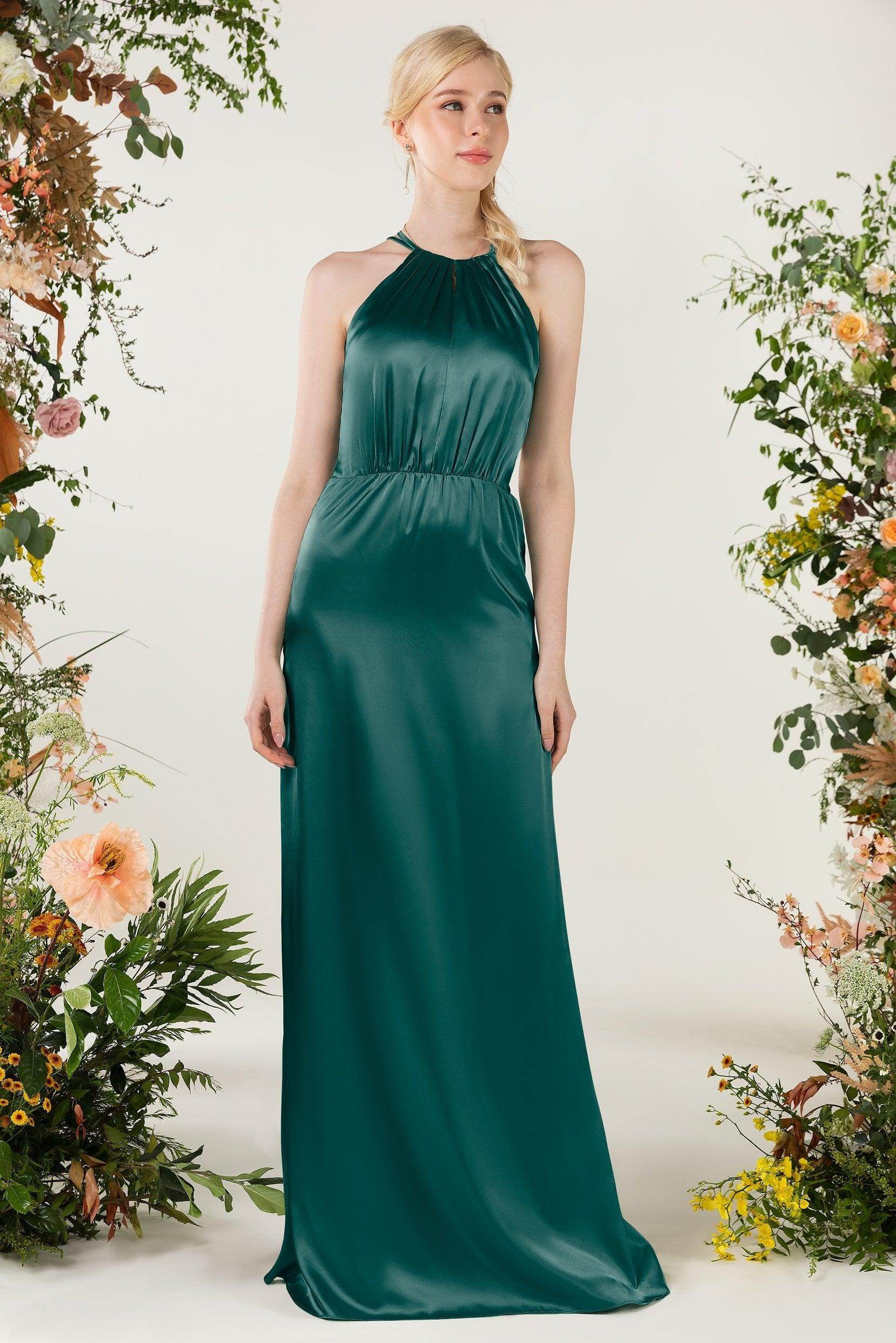 Sheath Sweep Luxe Satin Bridesmaid Dress Formal Dresses CB0501