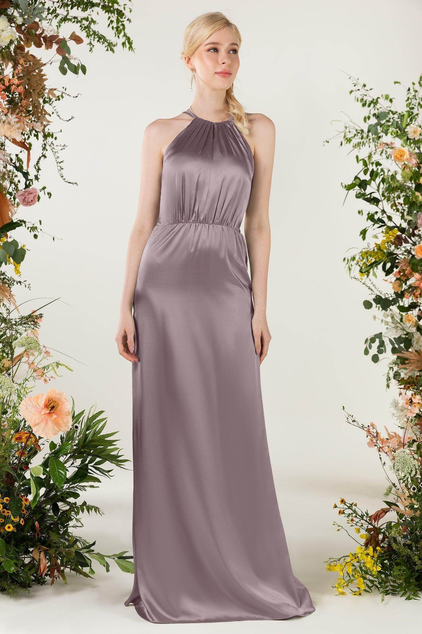 Sheath Sweep Luxe Satin Bridesmaid Dress Formal Dresses CB0501