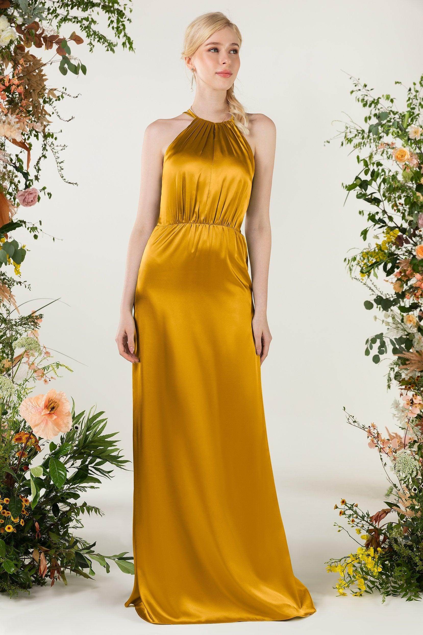 Sheath Sweep Luxe Satin Bridesmaid Dress Formal Dresses CB0501