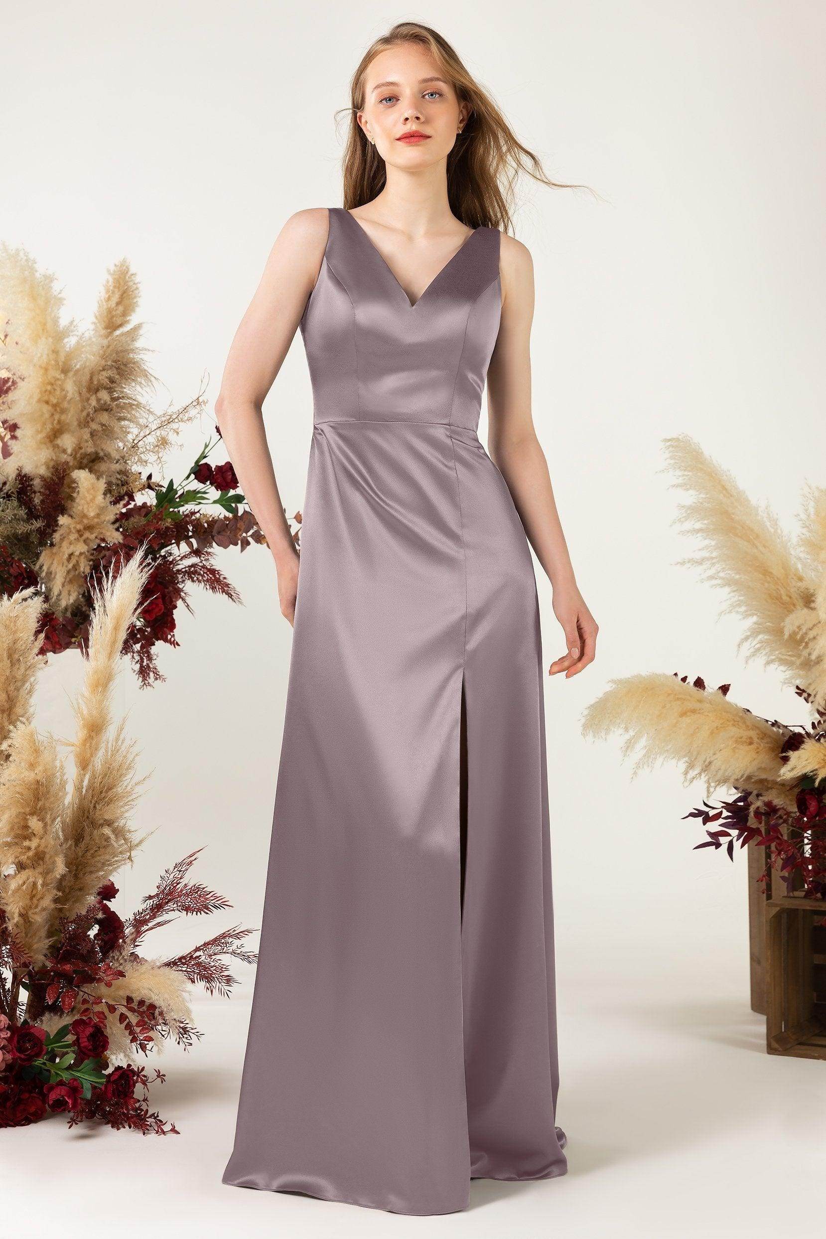Sheath Sweep Luxe Satin Bridesmaid Dress Formal Dresses CB0502