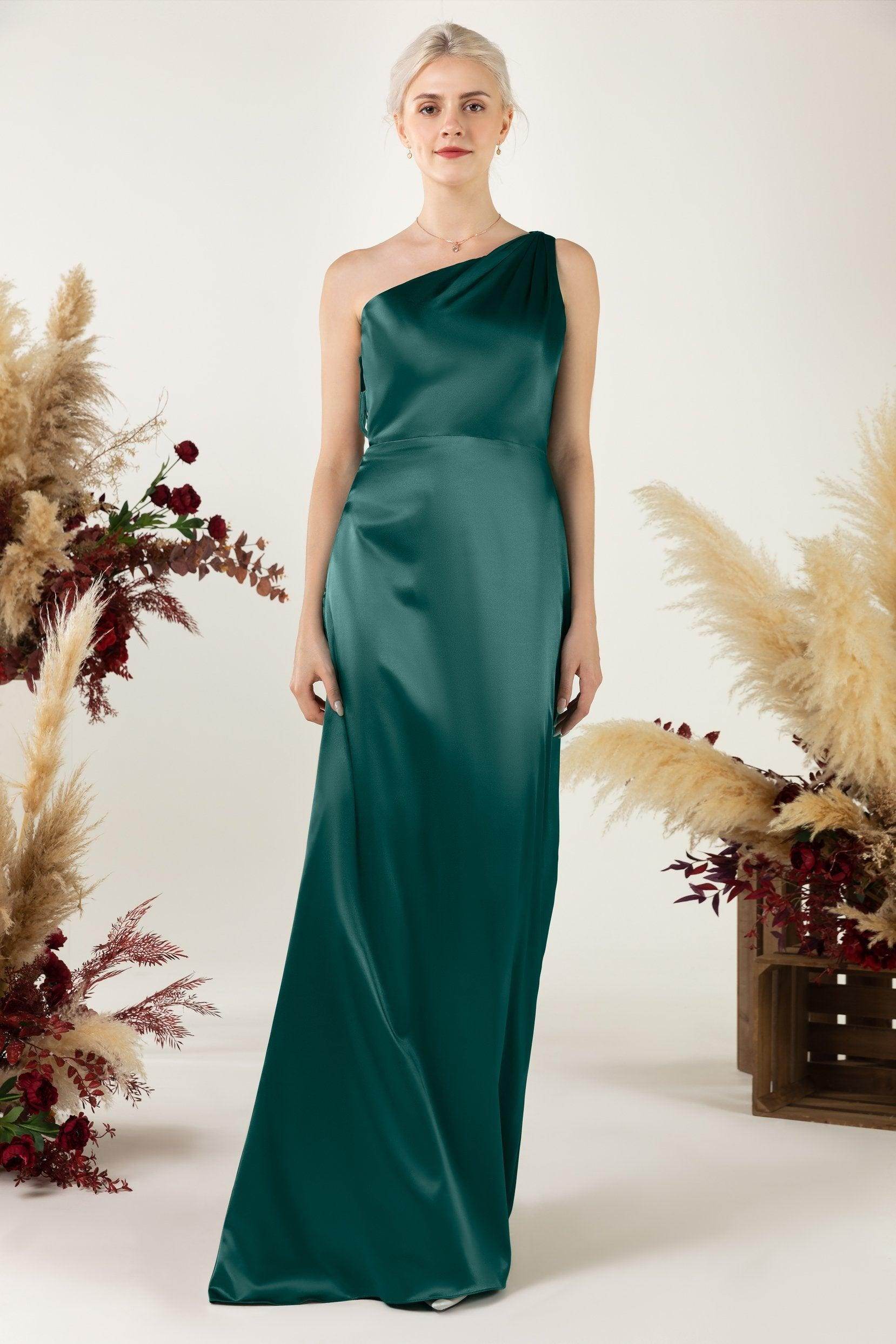 Sheath Sweep Luxe Satin Bridesmaid Dress Formal Dresses CB0503