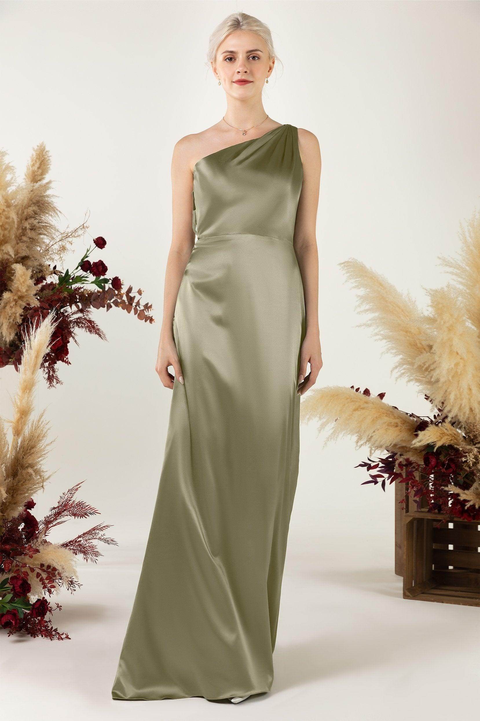 Sheath Sweep Luxe Satin Bridesmaid Dress Formal Dresses CB0503