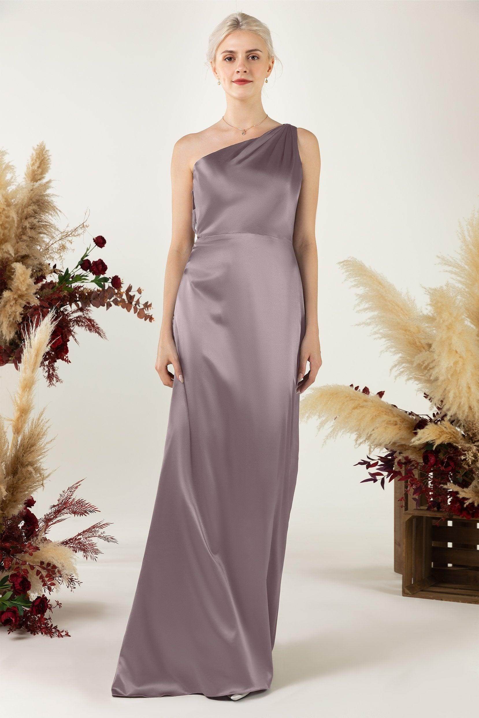 Sheath Sweep Luxe Satin Bridesmaid Dress Formal Dresses CB0503