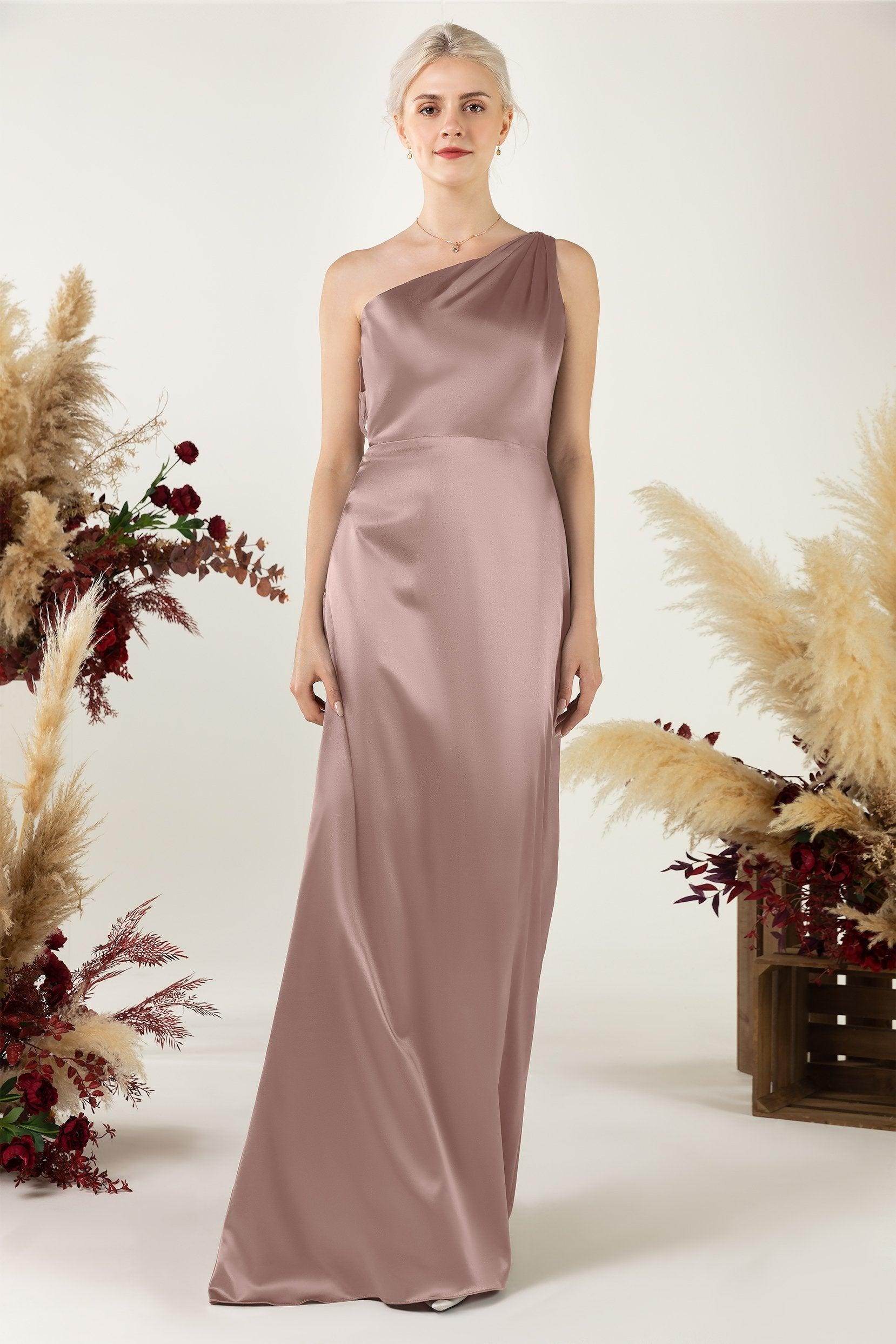 Sheath Sweep Luxe Satin Bridesmaid Dress Formal Dresses CB0503