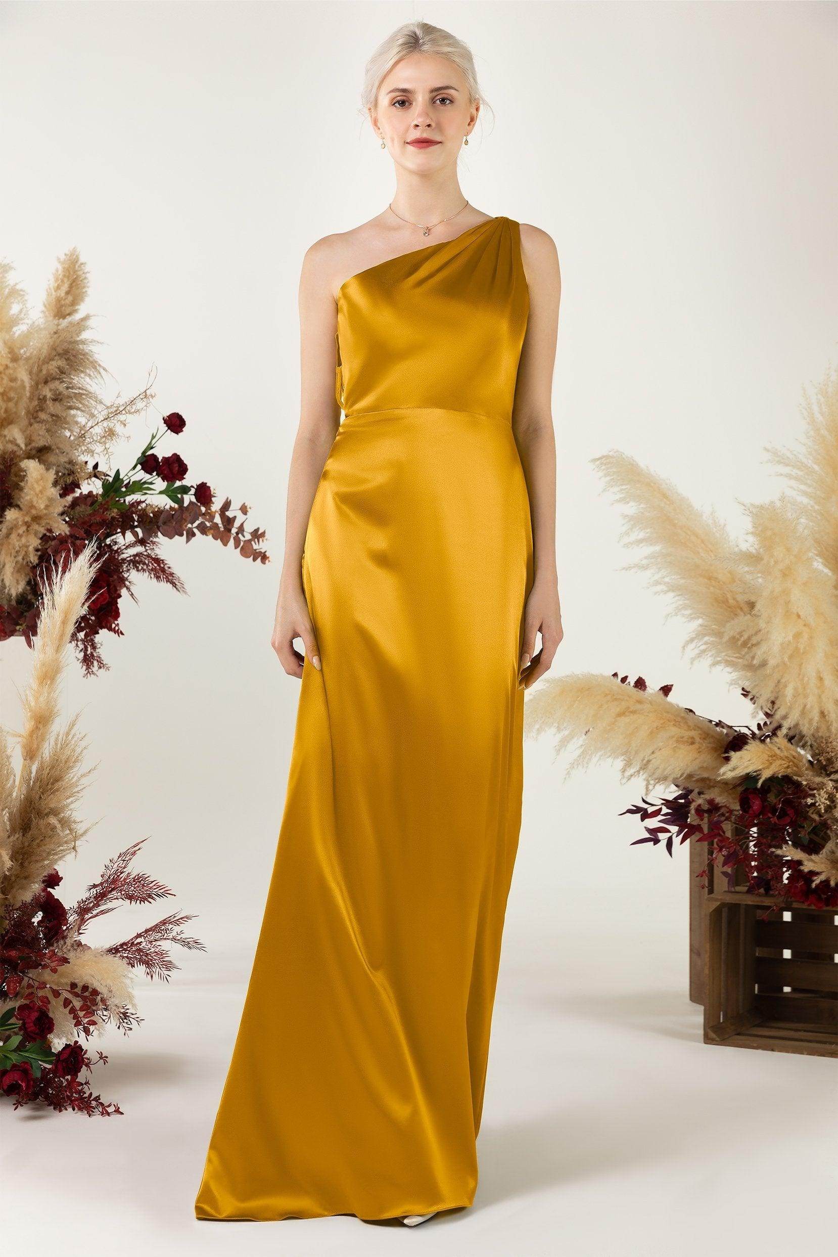 Sheath Sweep Luxe Satin Bridesmaid Dress Formal Dresses CB0503