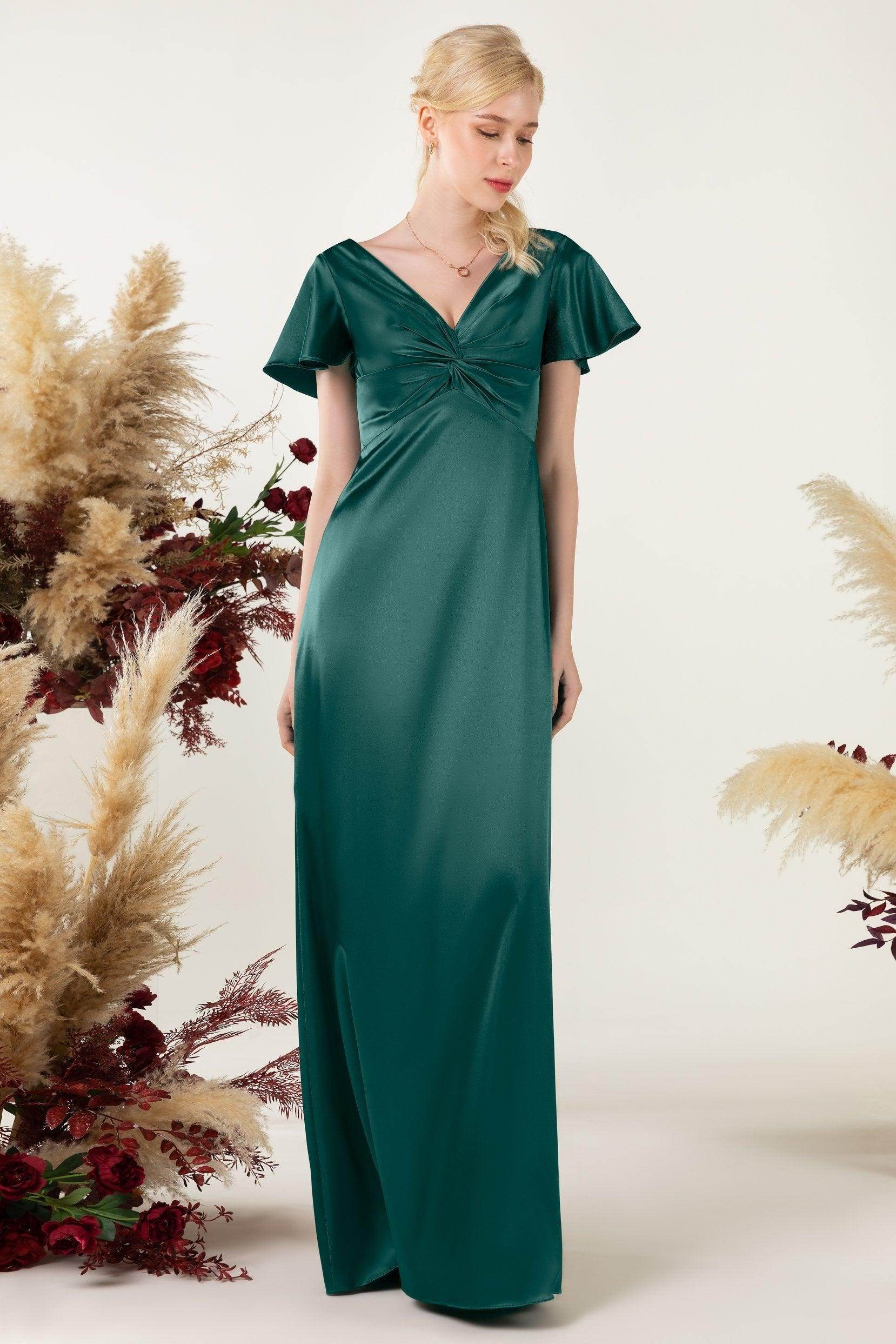 Sheath Sweep Luxe Satin Bridesmaid Dress Formal Dresses CB0504