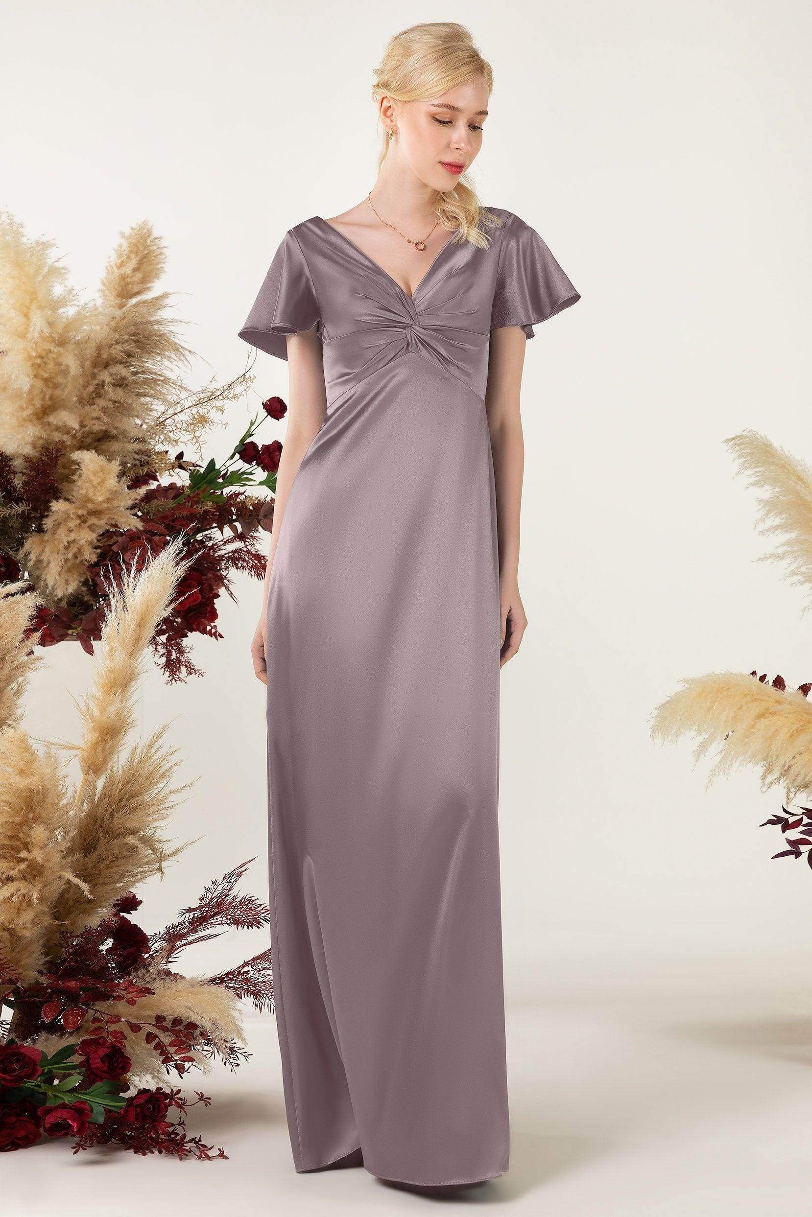 Sheath Sweep Luxe Satin Bridesmaid Dress Formal Dresses CB0504