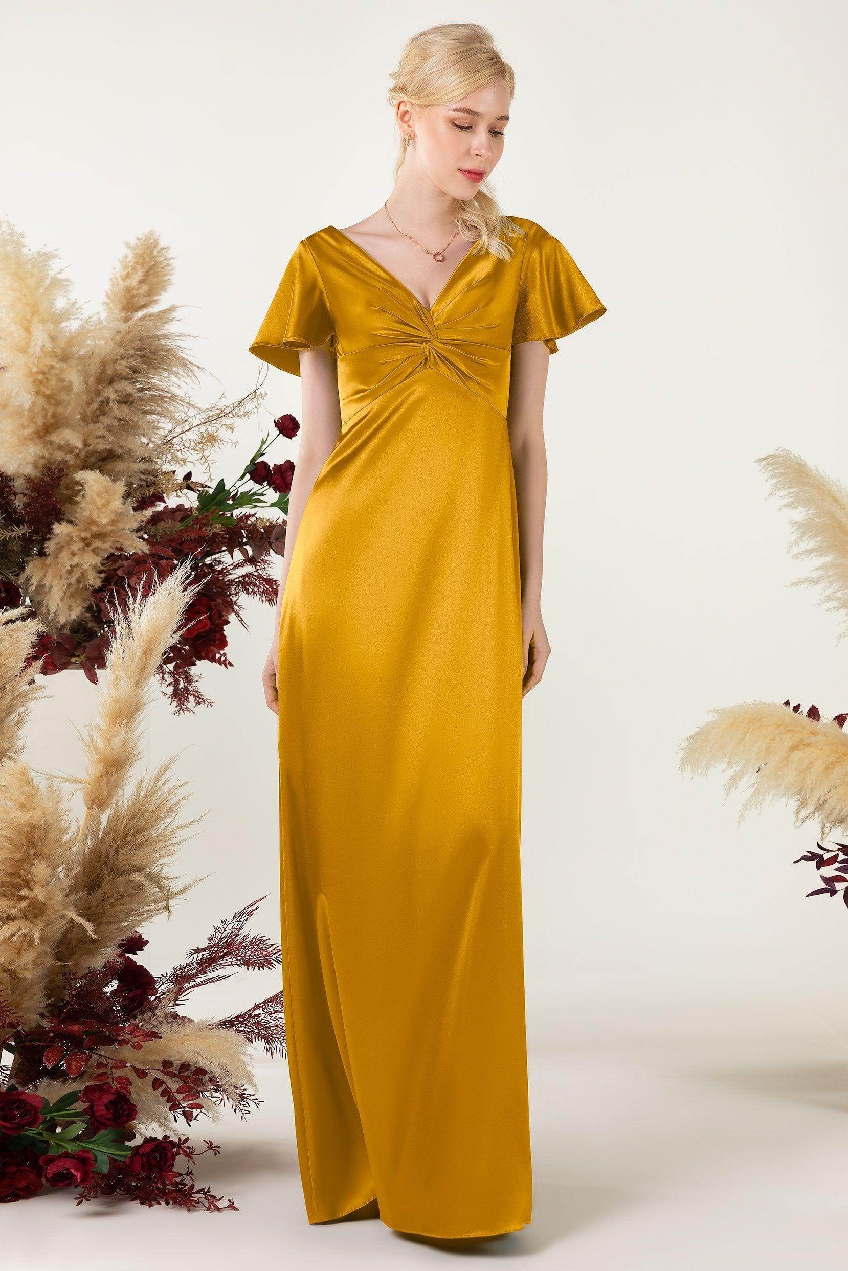 Sheath Sweep Luxe Satin Bridesmaid Dress Formal Dresses CB0504