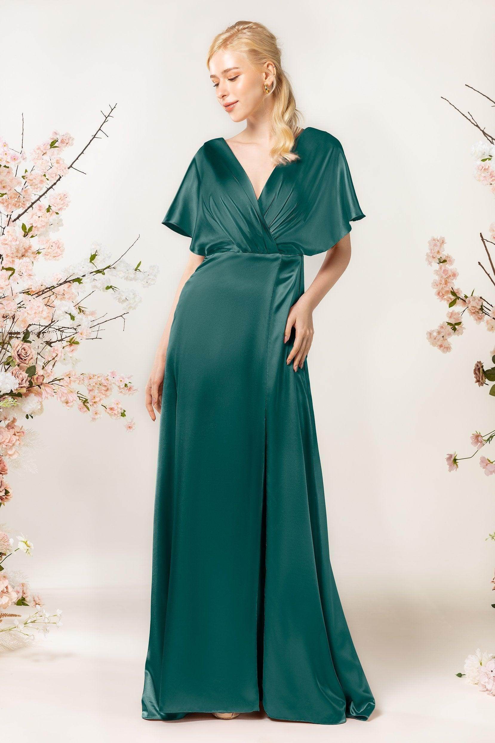 Sheath Sweep Luxe Satin Bridesmaid Dress Formal Dresses CB0505PS