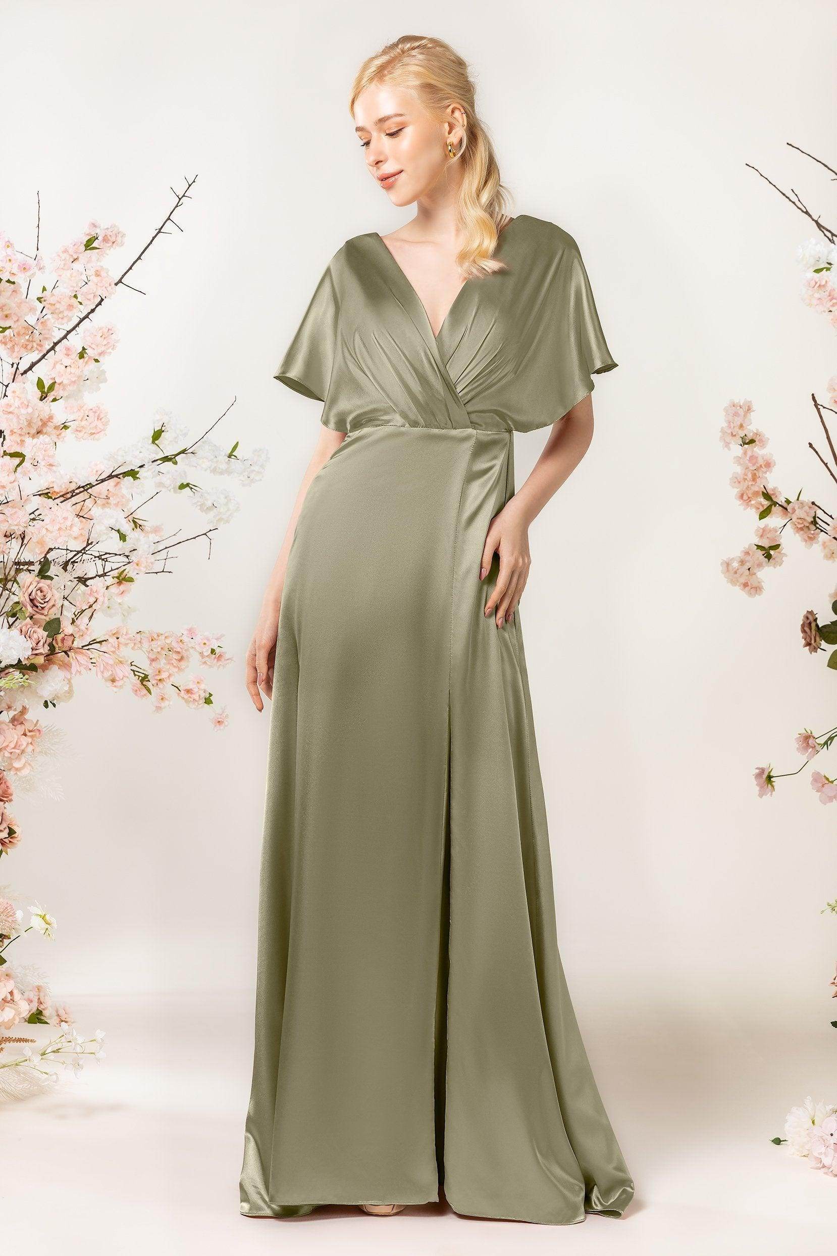 Sheath Sweep Luxe Satin Bridesmaid Dress Formal Dresses CB0505PS