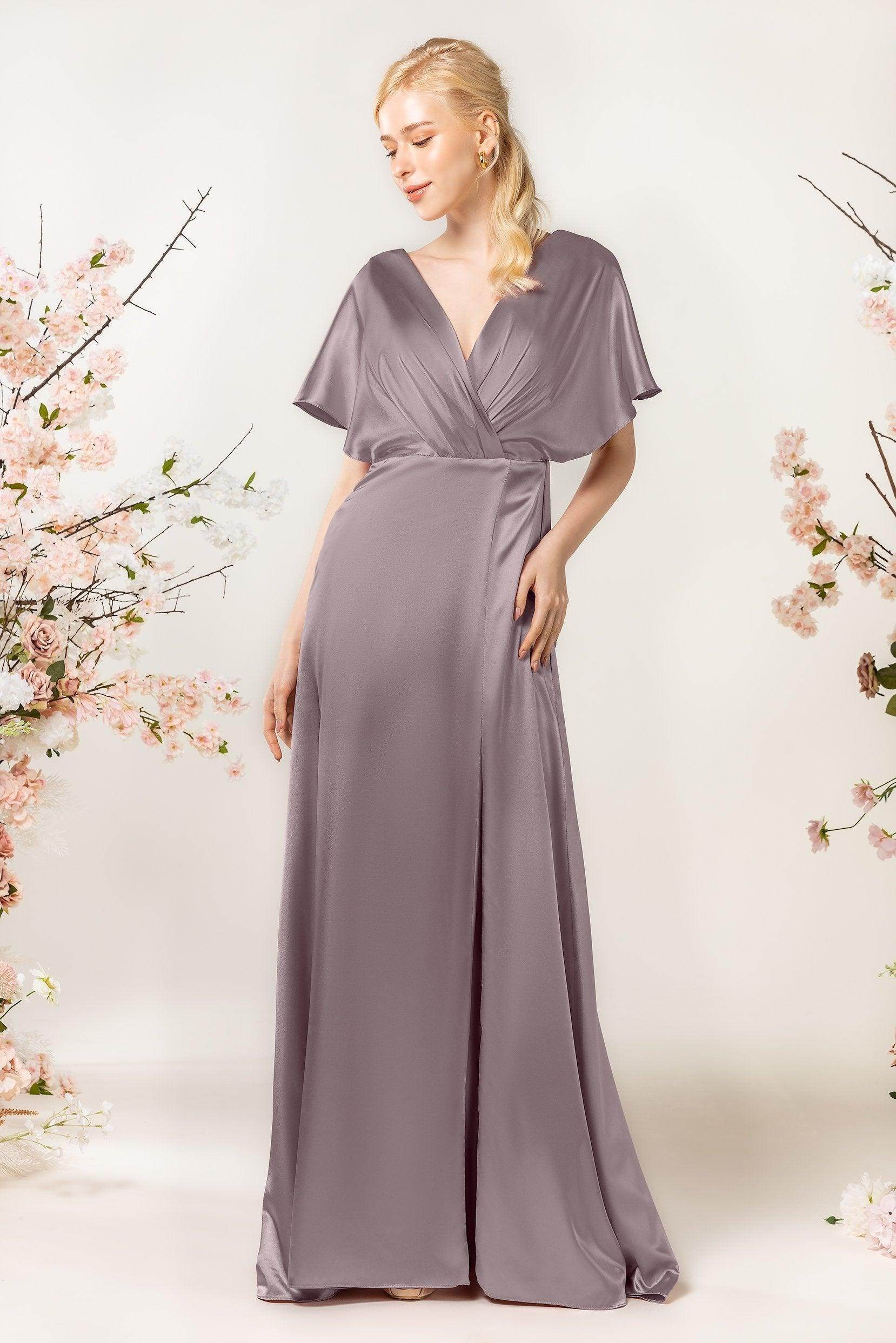 Sheath Sweep Luxe Satin Bridesmaid Dress Formal Dresses CB0505PS