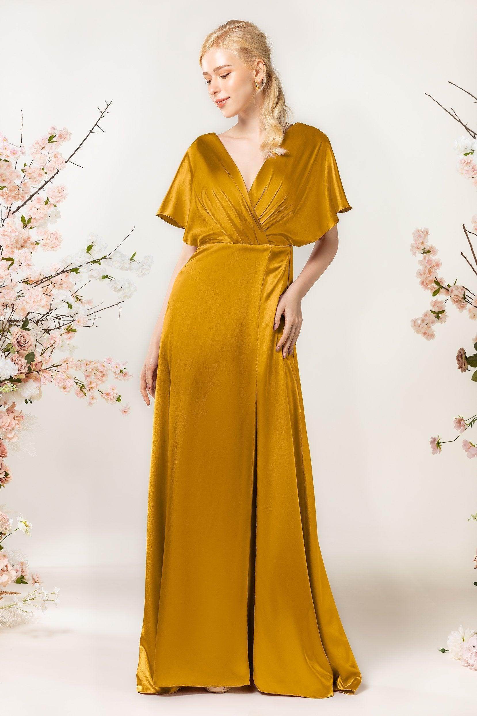 Sheath Sweep Luxe Satin Bridesmaid Dress Formal Dresses CB0505