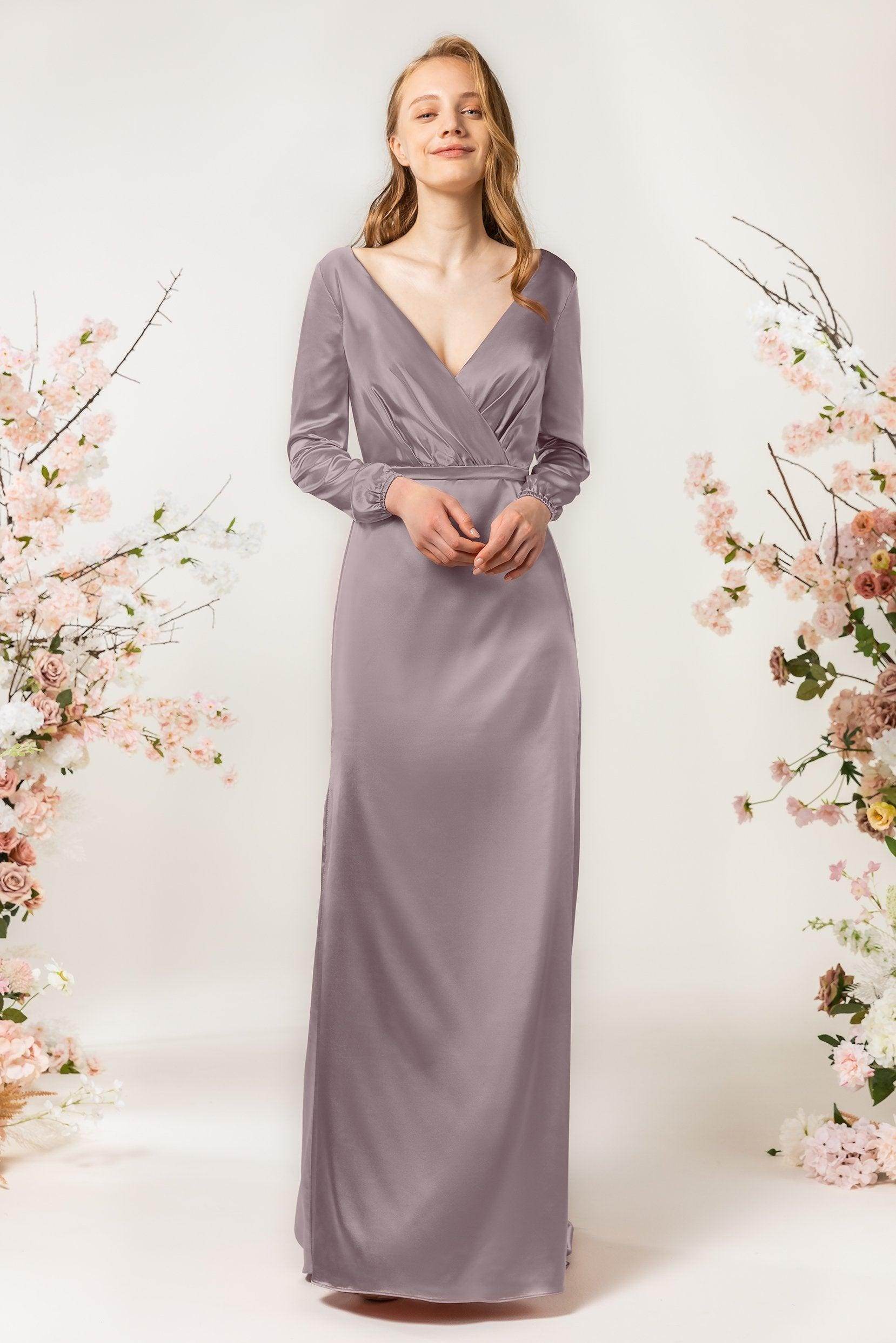 Sheath Sweep Luxe Satin Bridesmaid Dress Formal Dresses CB0506