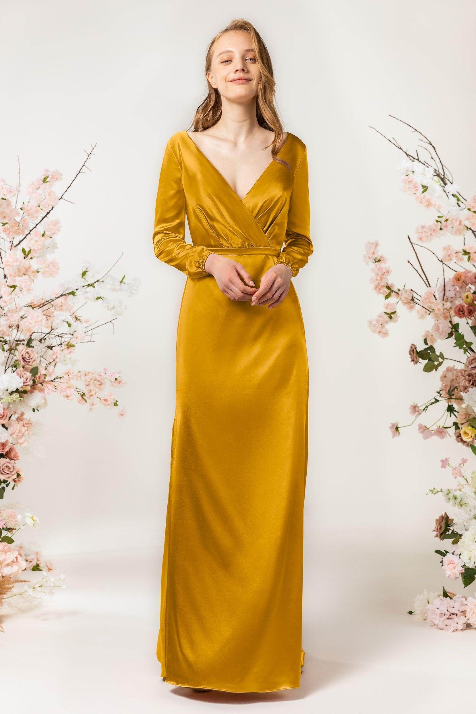 Sheath Sweep Luxe Satin Bridesmaid Dress Formal Dresses CB0506
