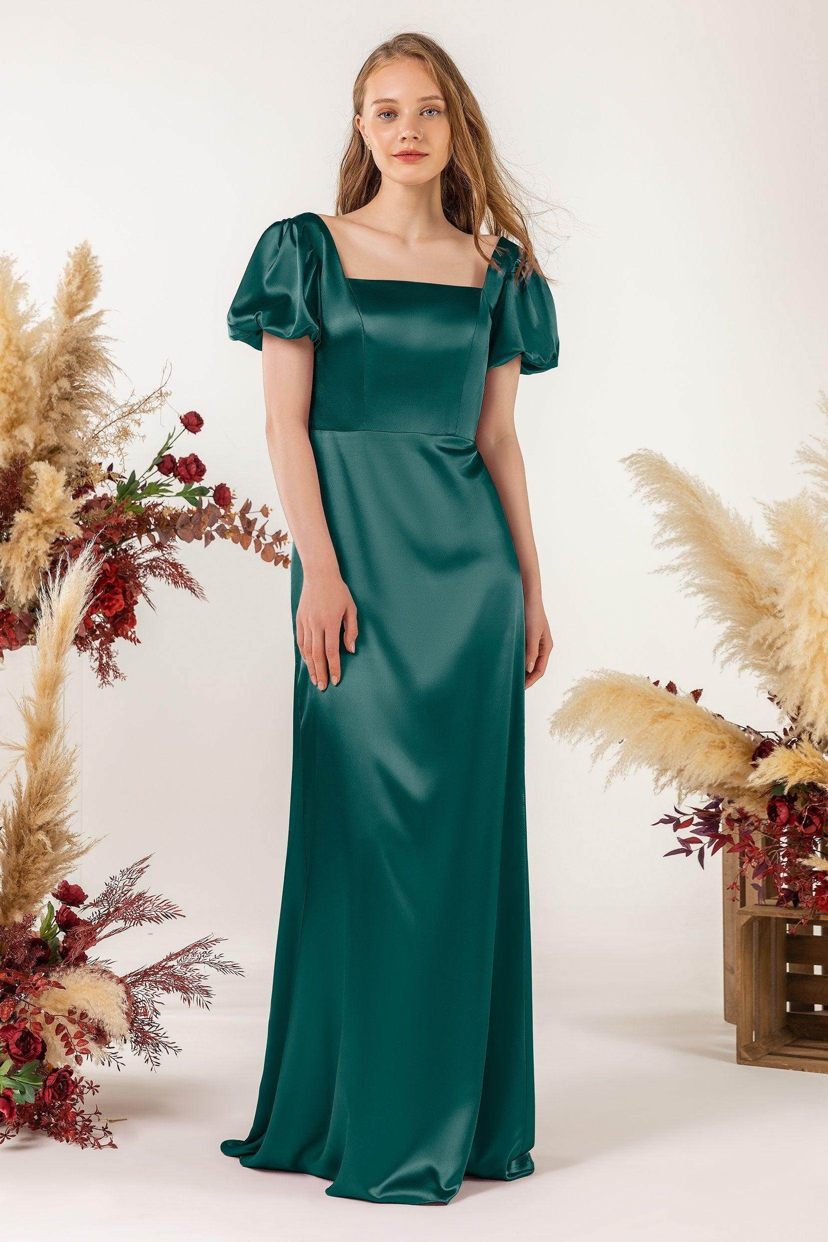 Sheath Sweep Luxe Satin Bridesmaid Dress Formal Dresses CB0511