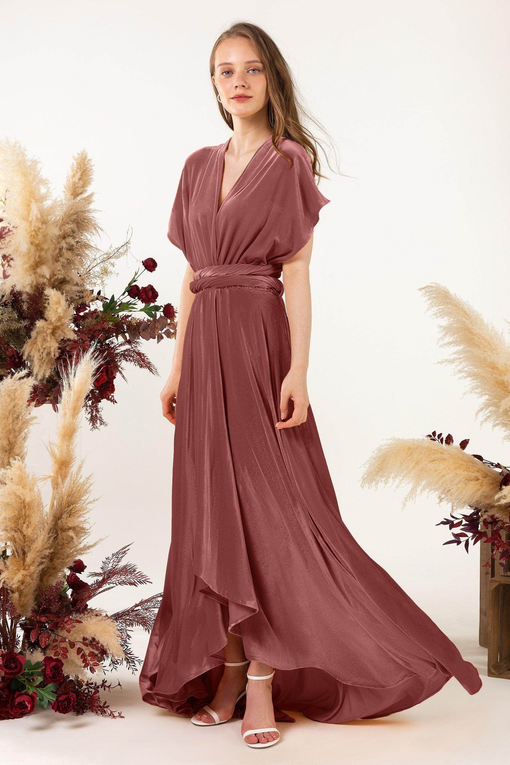 Asymmetrical Floor Length Velvet Bridesmaid Dress CB0514
