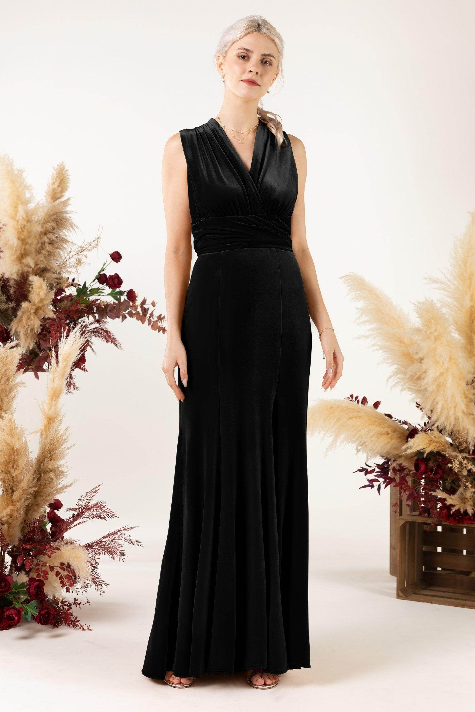 Trumpet Sweep-Brush Train Velvet Bridesmaid Dress CB0515