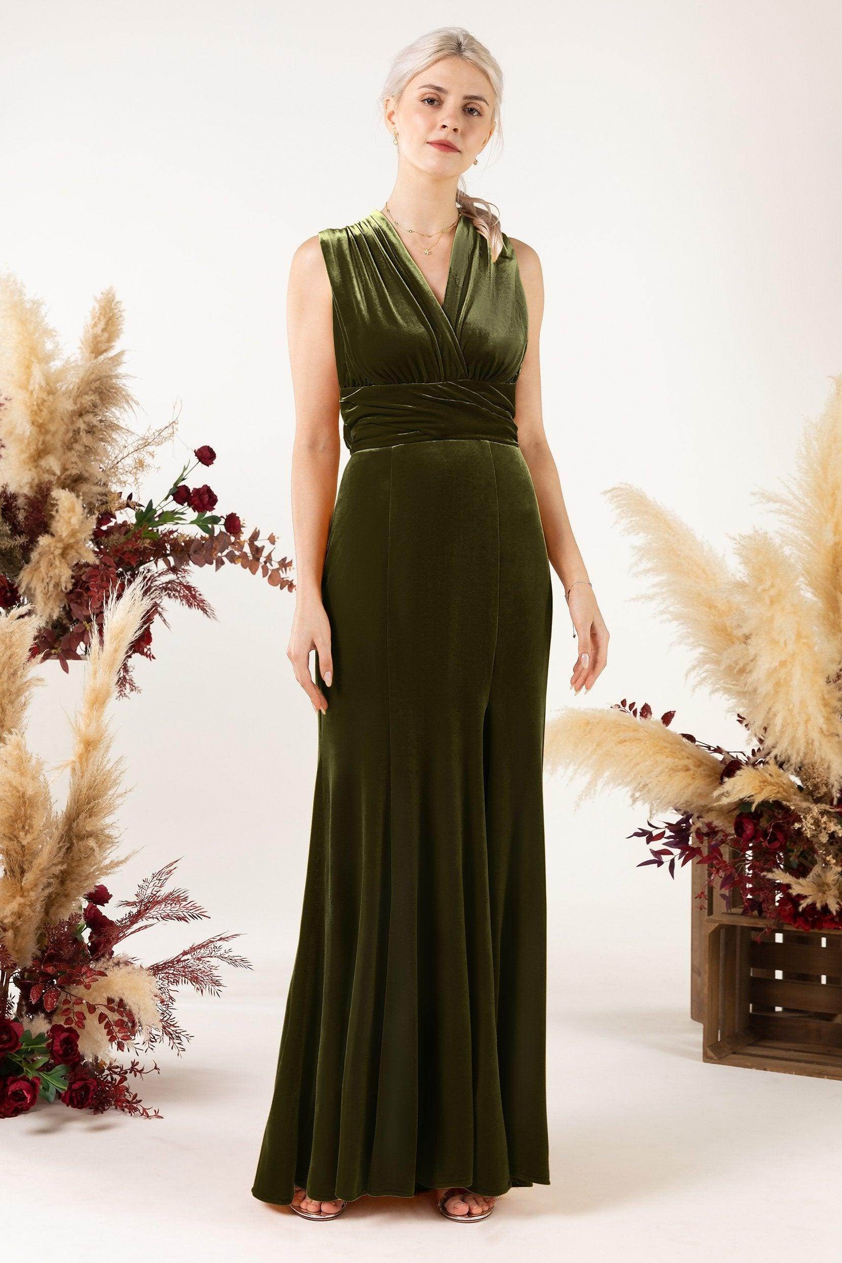 Trumpet Sweep-Brush Train Velvet Bridesmaid Dress CB0515